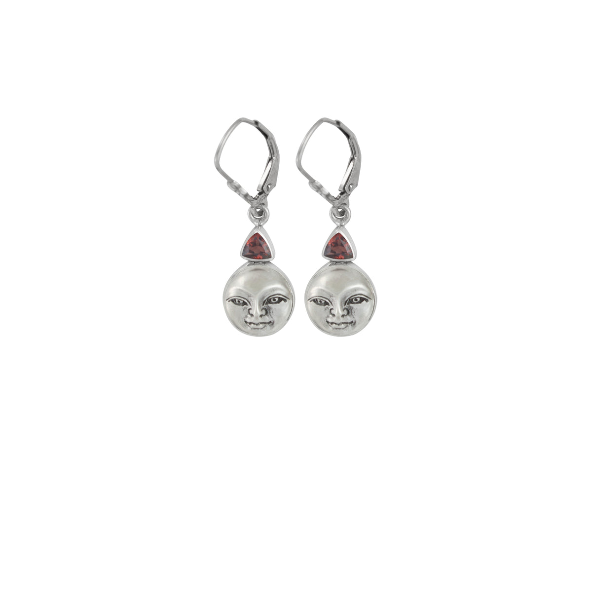 Sterling Silver Euroback Earring With Triangle Stone On top With Silver Face