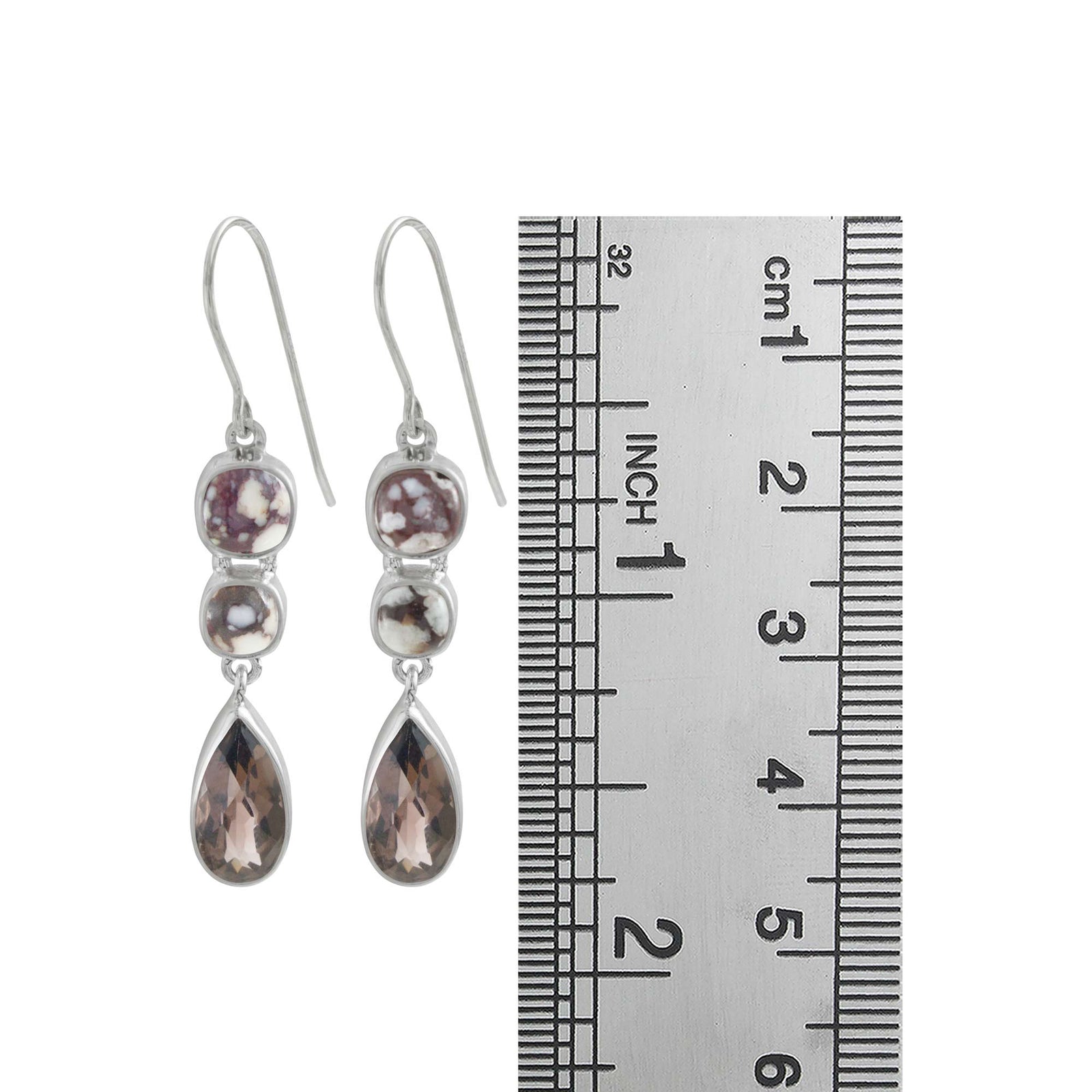 White Buffalo Turqoise & Smokey Quartz Earring