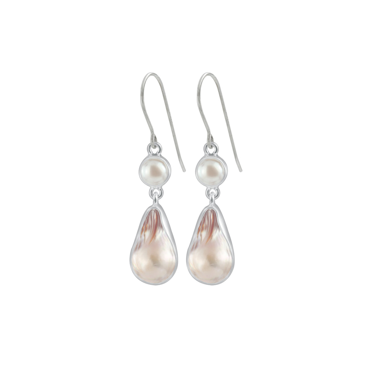 Sterling Silver Earring With Pearl And Pearl Wongky Gold Tear Drop