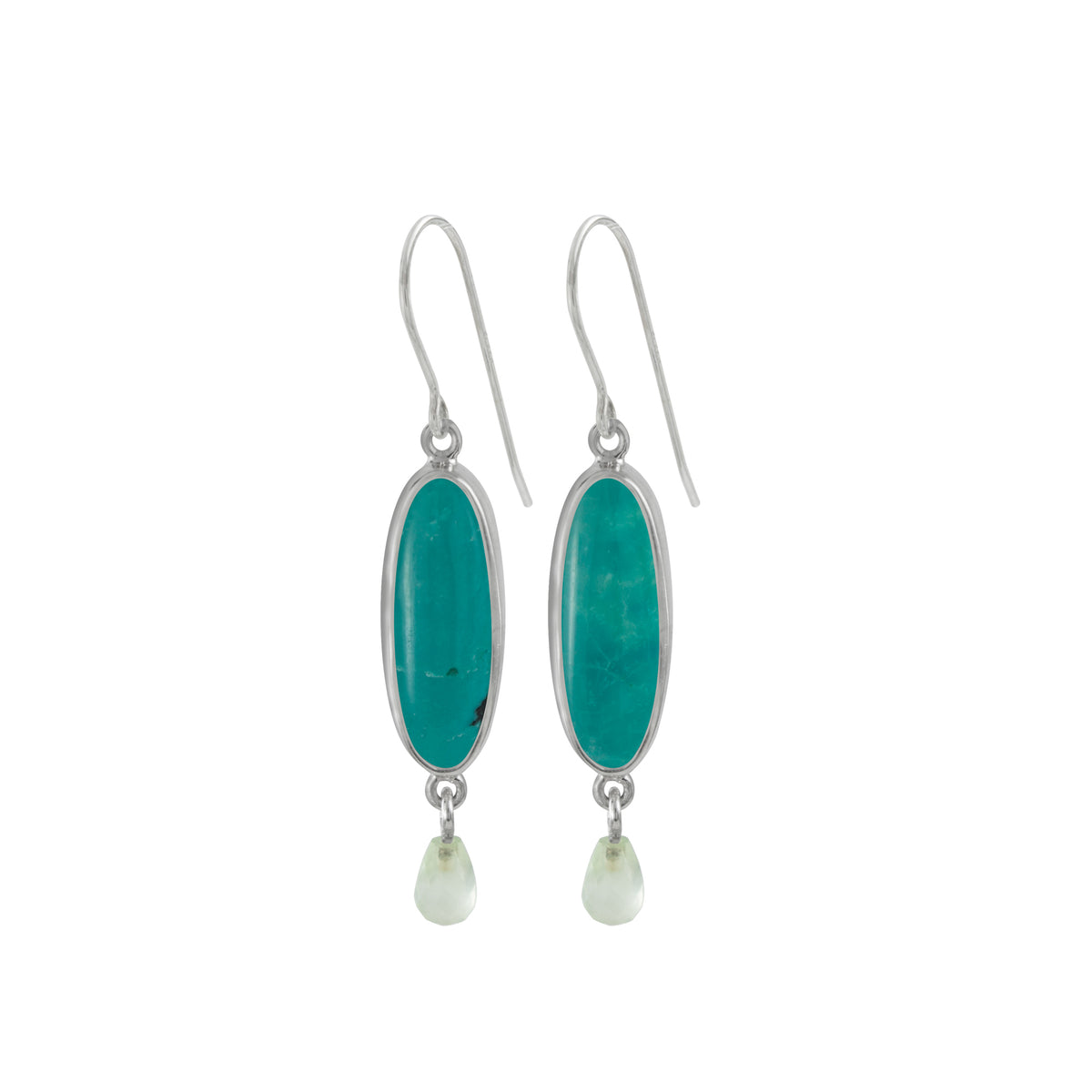 Sterling Silver Earring With Turquoise Oval, Praynite Brio Drop