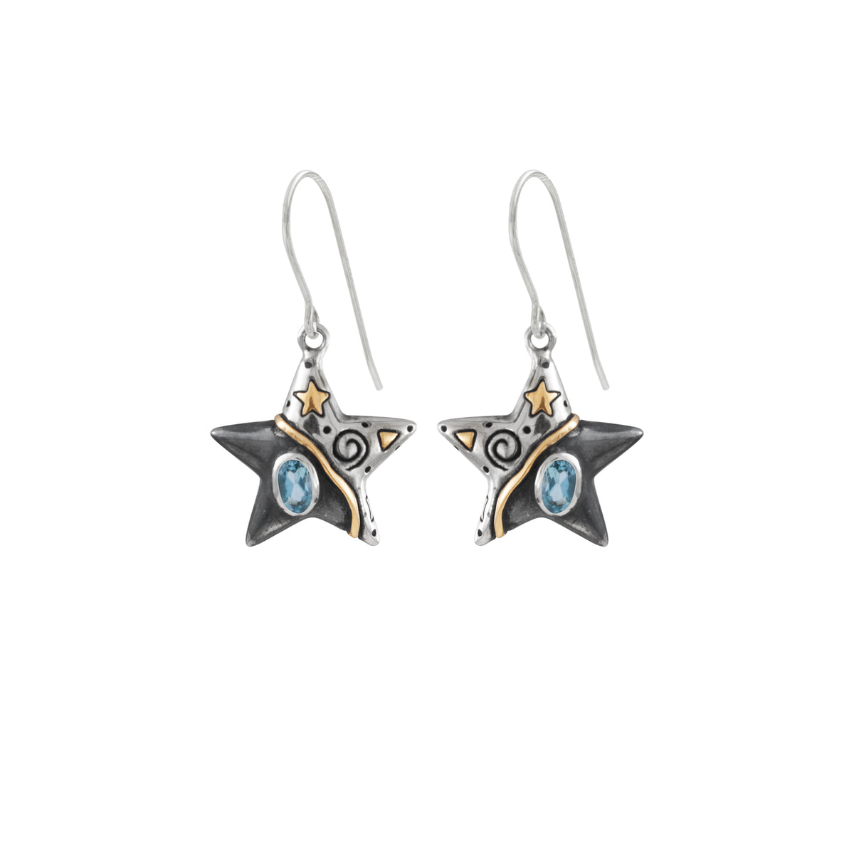Silver Star Earrings with gemstone
