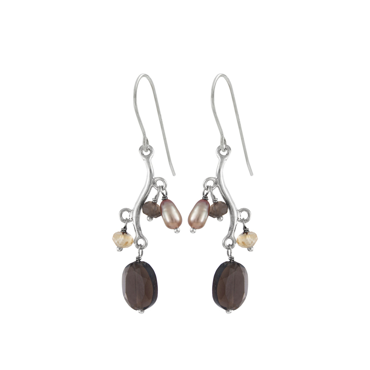 Sterling Silver Earring Branch With Bead Drop