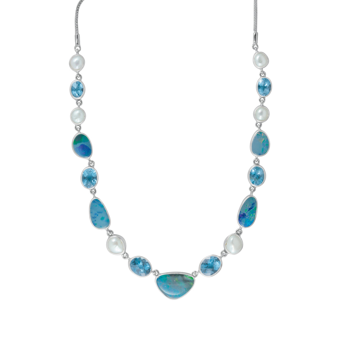 GORGEOUS OPAL &amp; BLUE TOPAZ NECKLACE