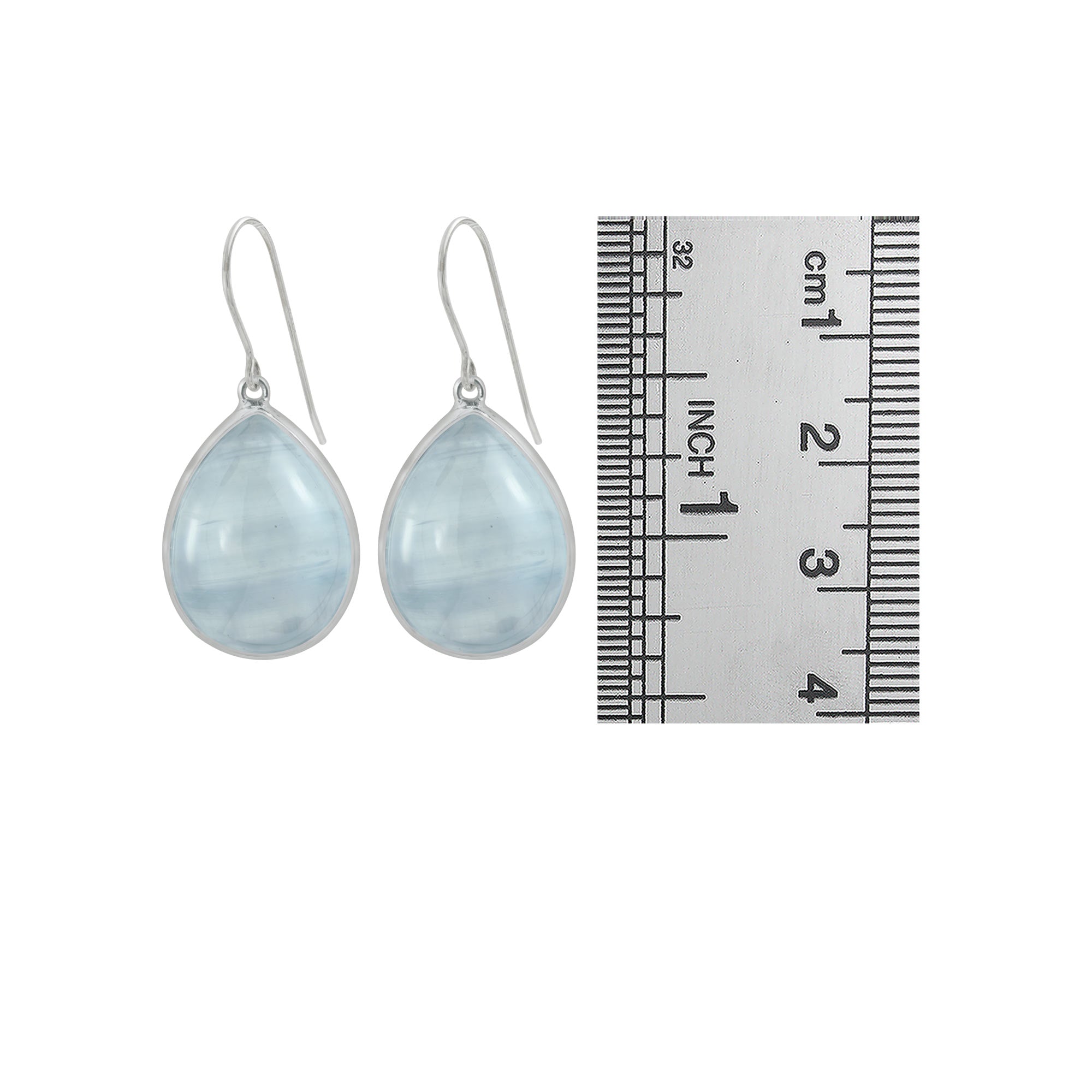Sterling Silver Earring With Selenite Pear