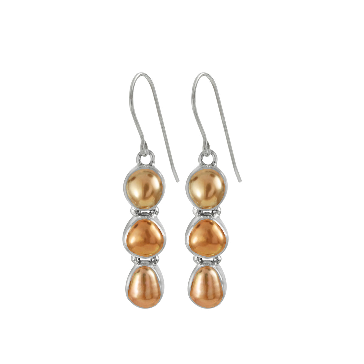 Triple Copper Pearl Earring