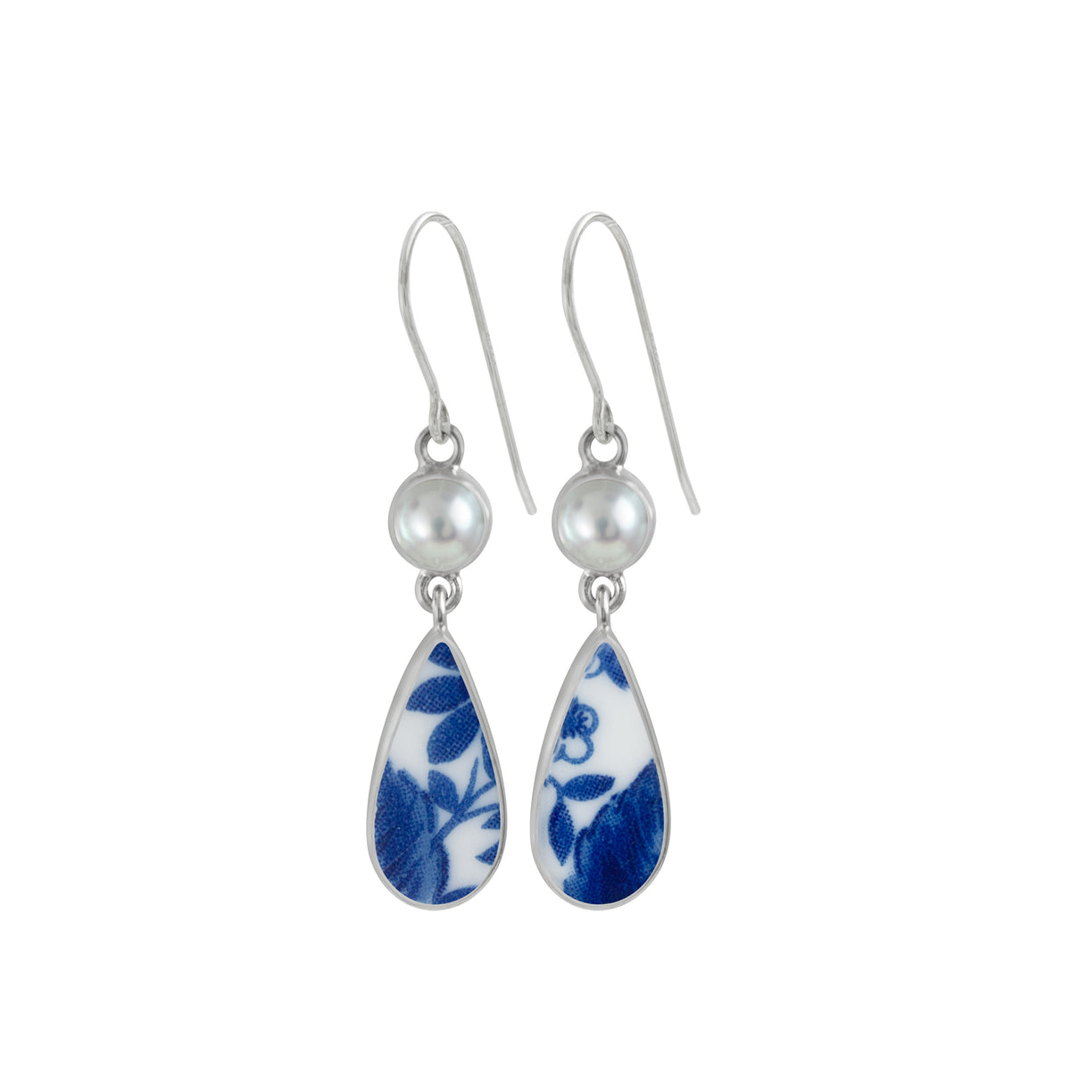 Pearl and Pottery Silver Earring