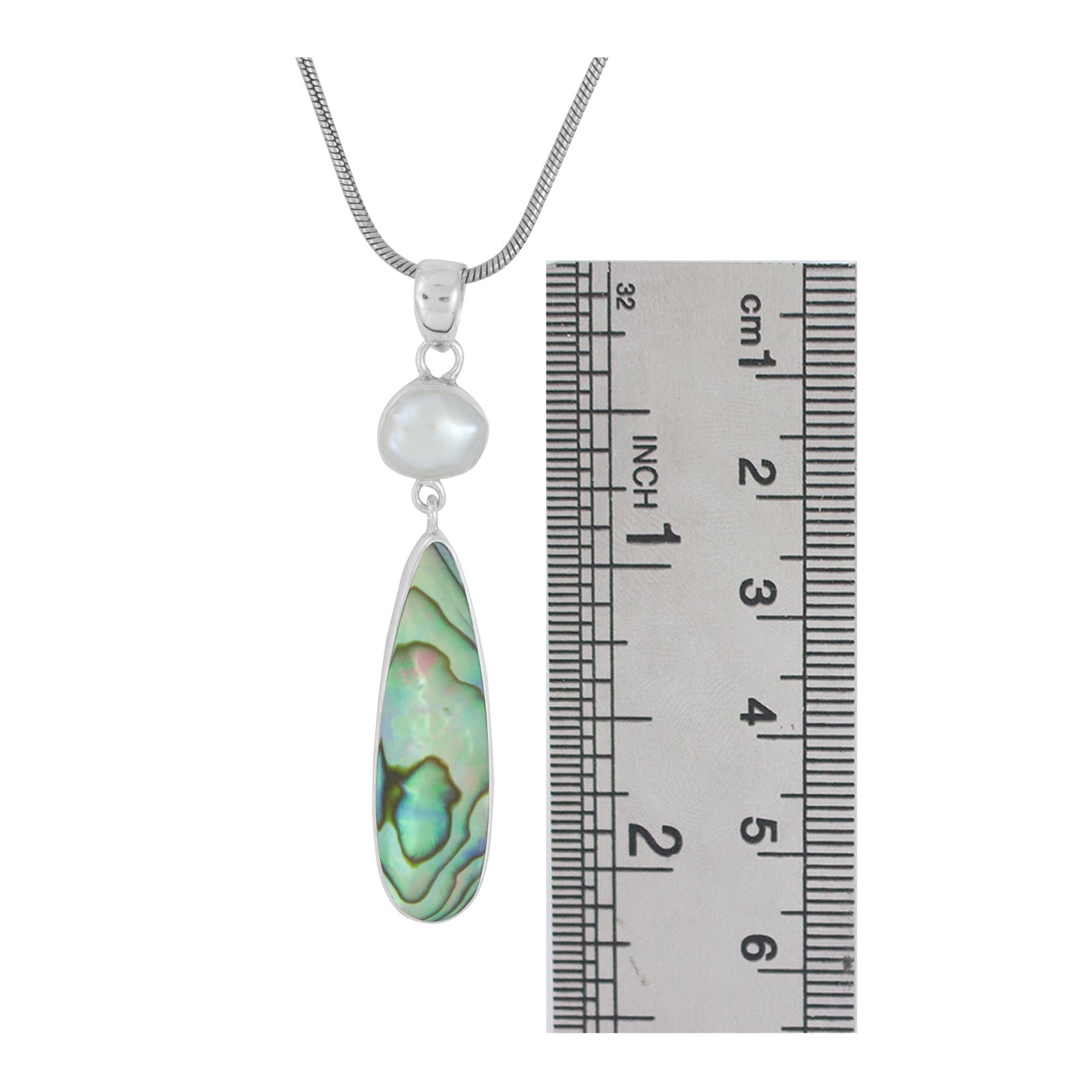 Sterling Silver Pendant With Pearl Keishi, Paua Tongue