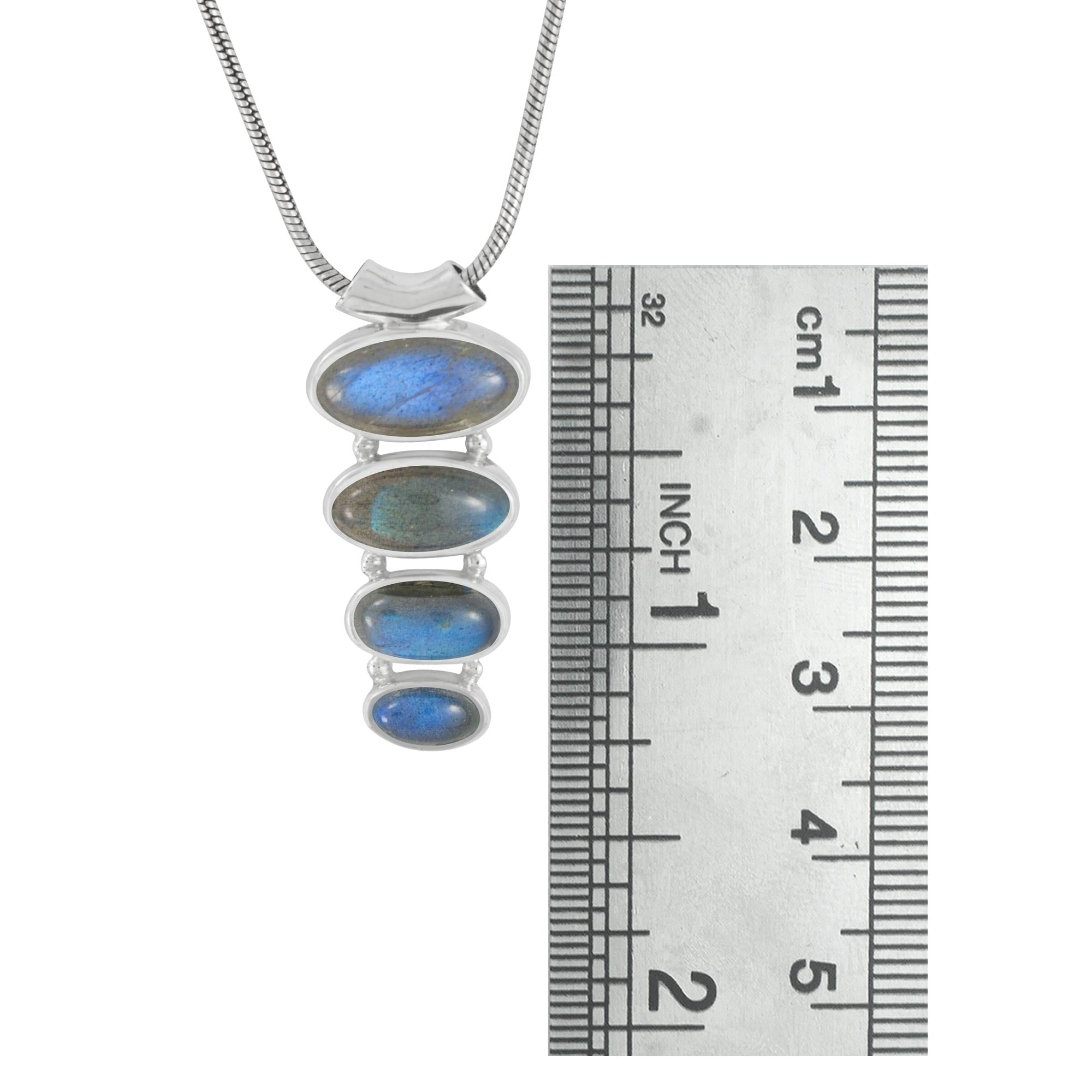 Sterling Silver With 4 Labradorite Oval