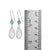 Sterling Silver Earring With Blue Topaz Round Facet, Crystal Quartz Pear Checker Drop