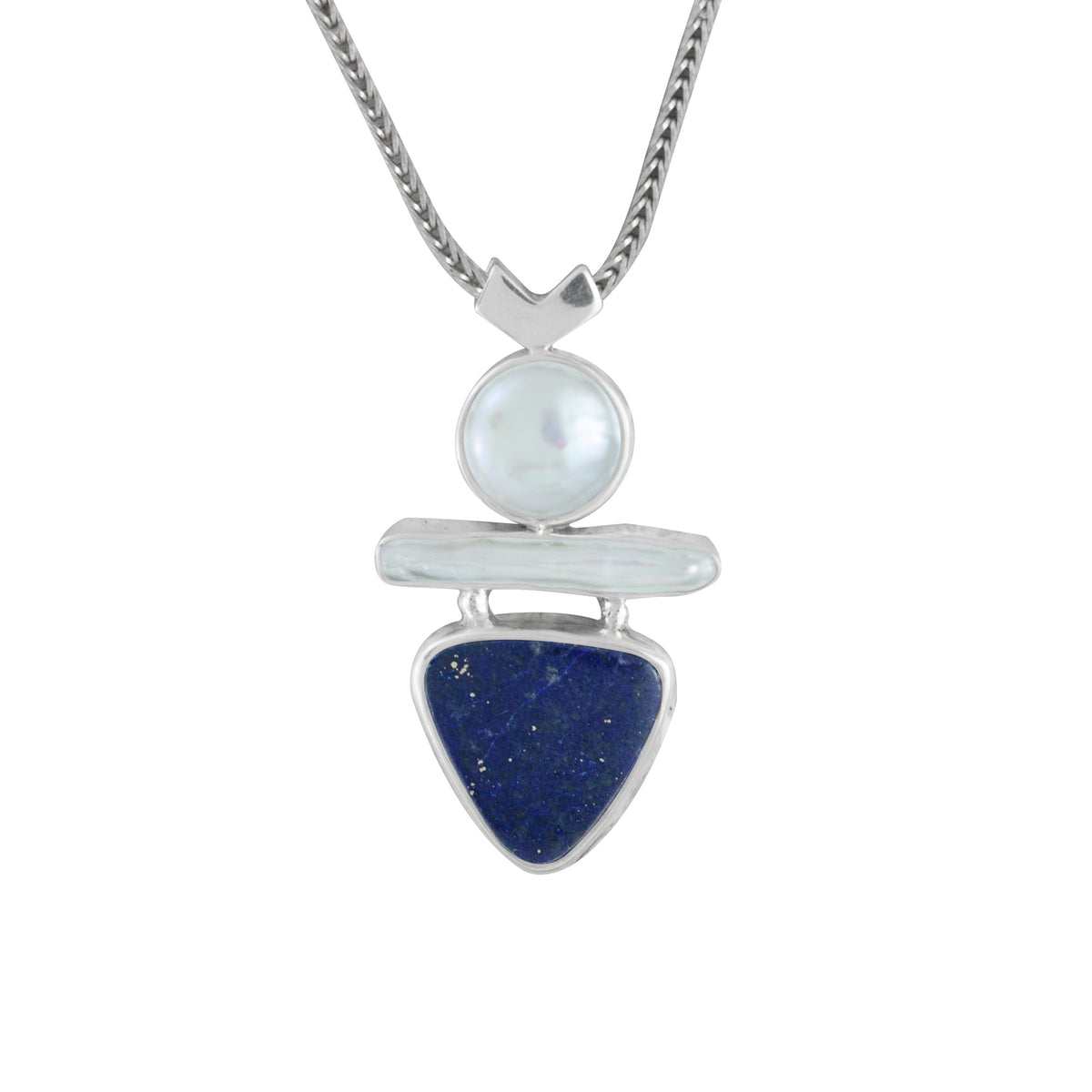 Sterling Silver Pendant With Pearl And Lapis