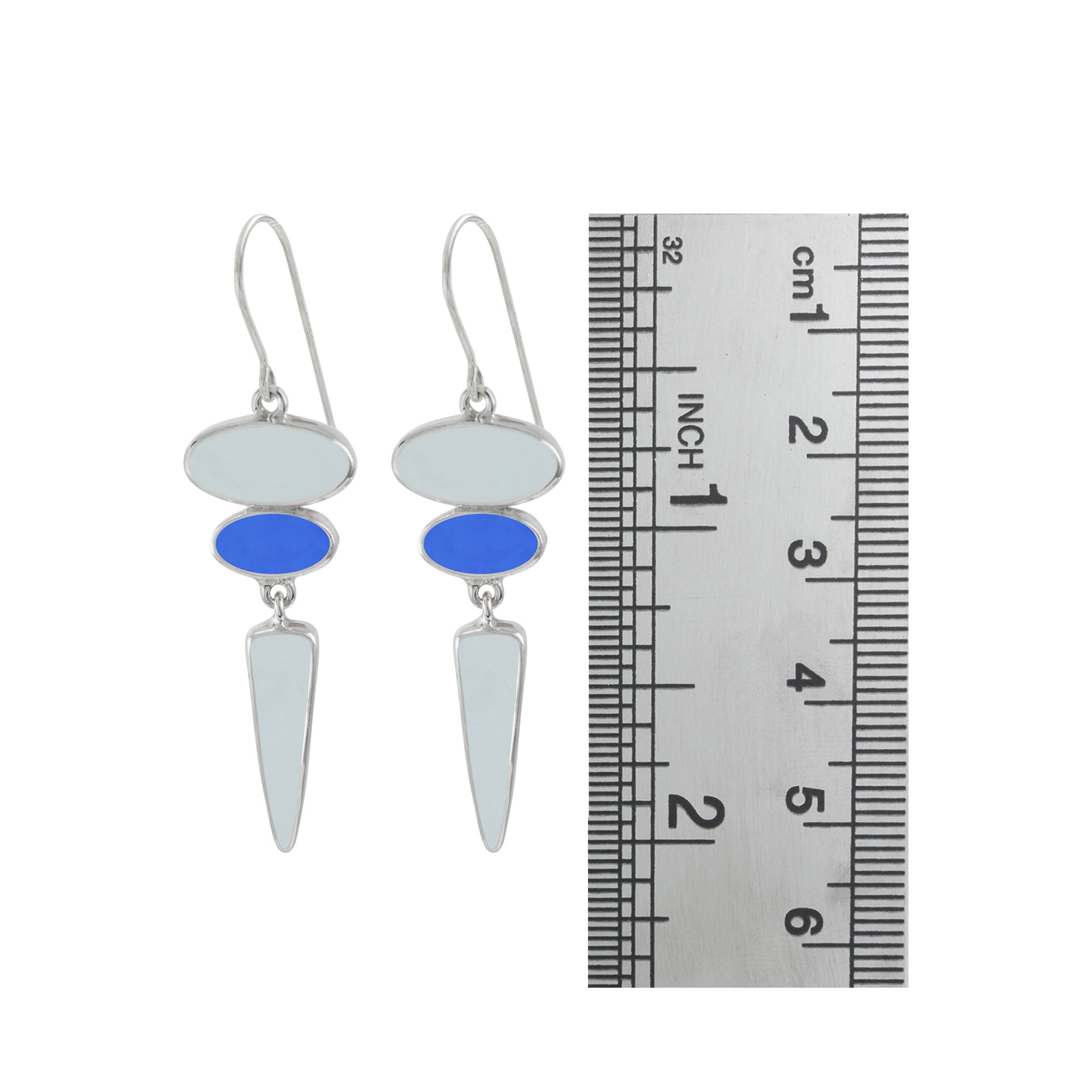 Sterling Silver Earring With Sea Glass Aqua And Blue