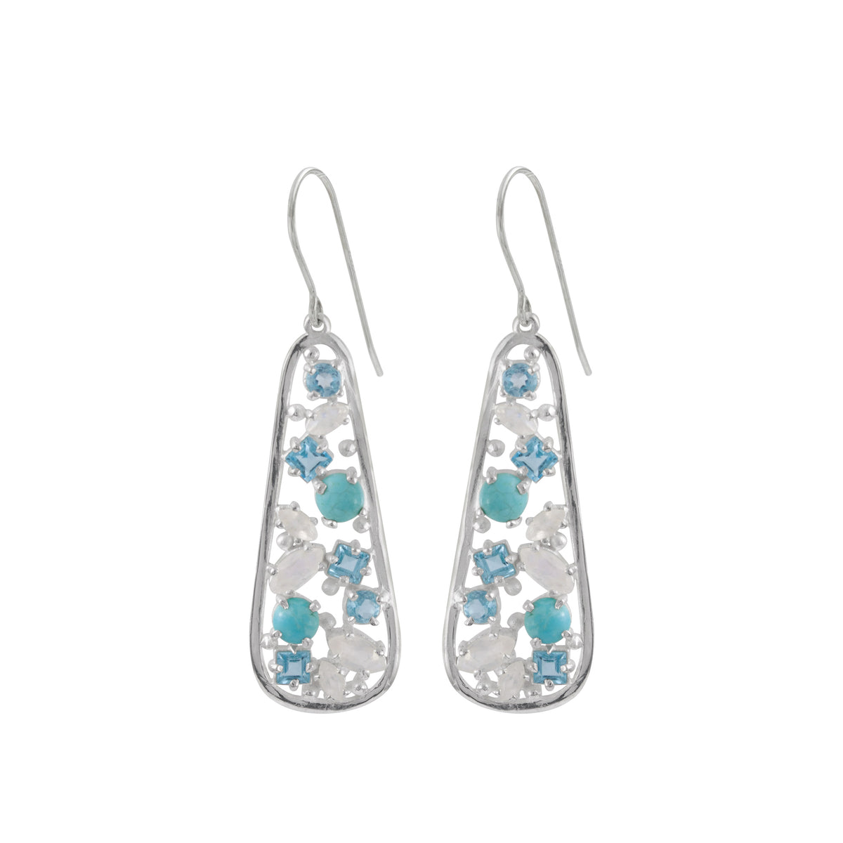 Sterling Silver Earring PS Shape Component With Round And Any Shapes Stone Inside