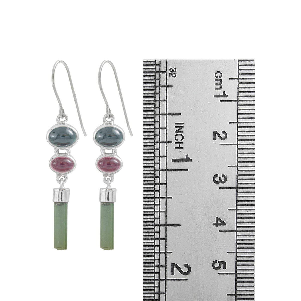 Sterling Silver Hook With Tormaline Oval Cab