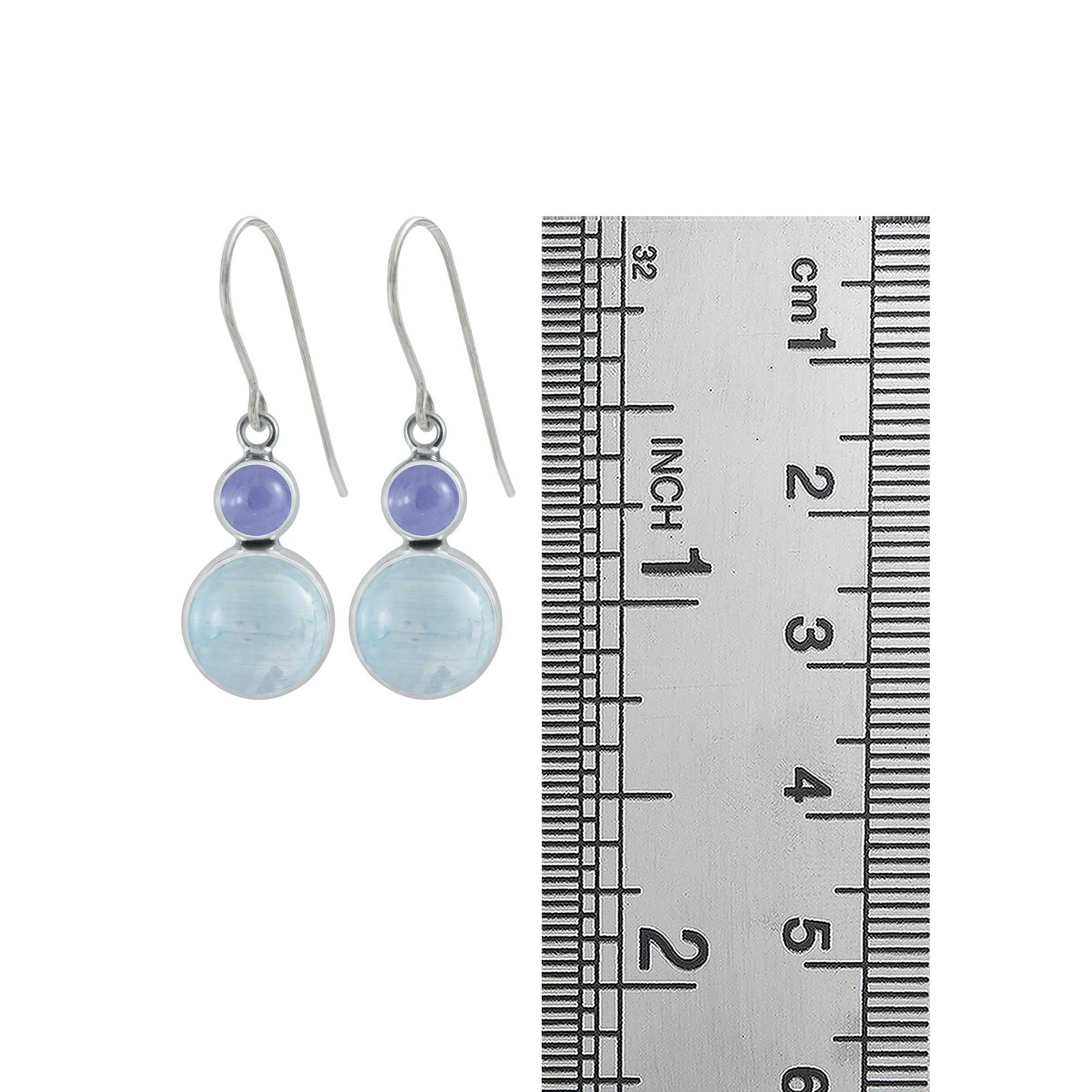 Sterling Silver Earring With Iolite, Selenite Round