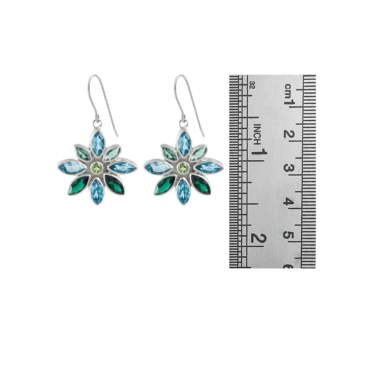 Sterling Silver Earring With  Marqouise Facet Stone