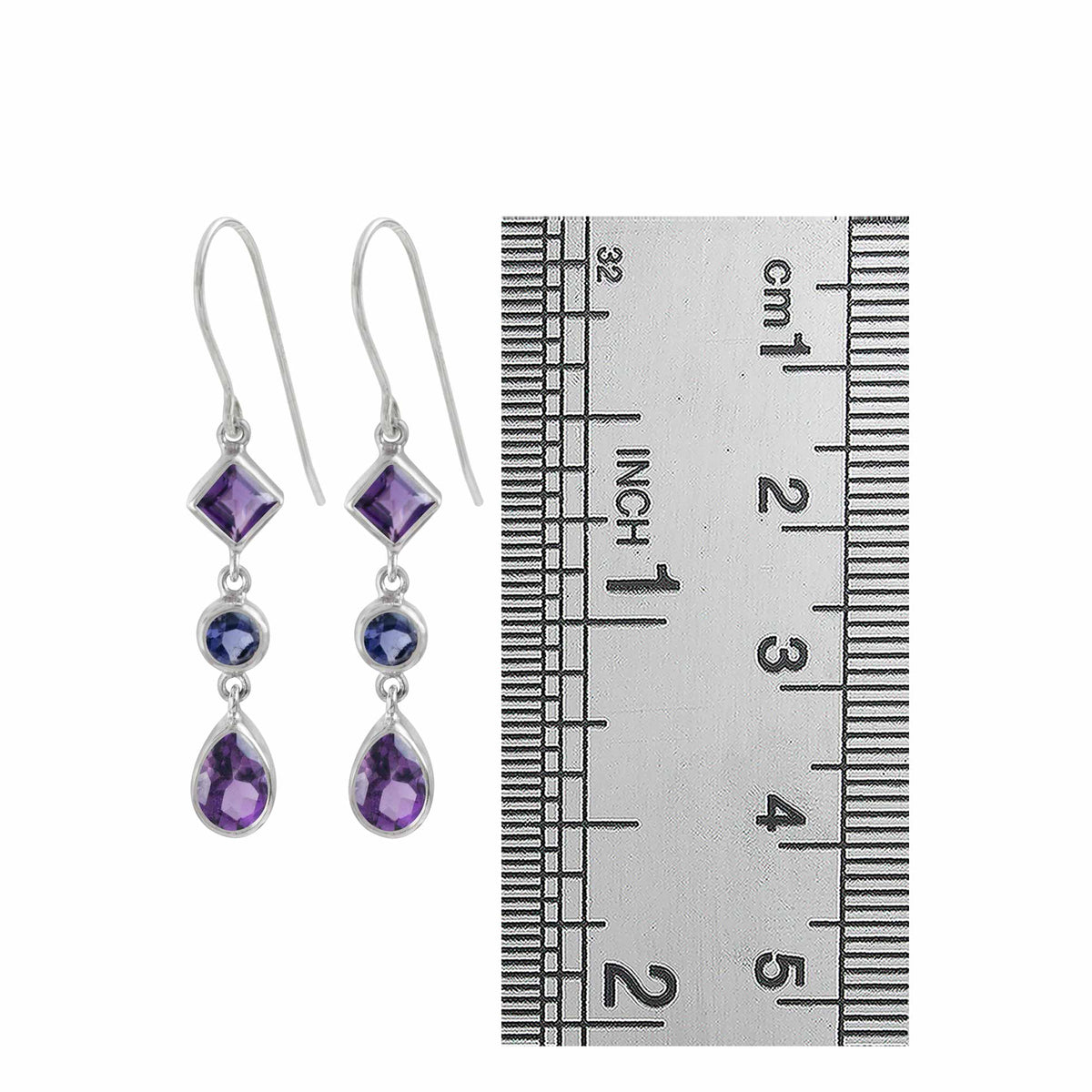 Sterling Silver Earring With Multi Facet Stone
