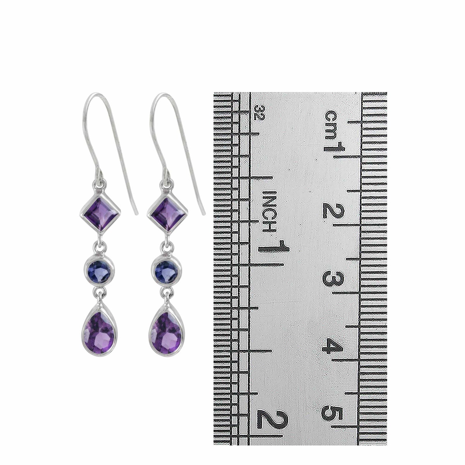 Sterling Silver Earring With Multi Facet Stone