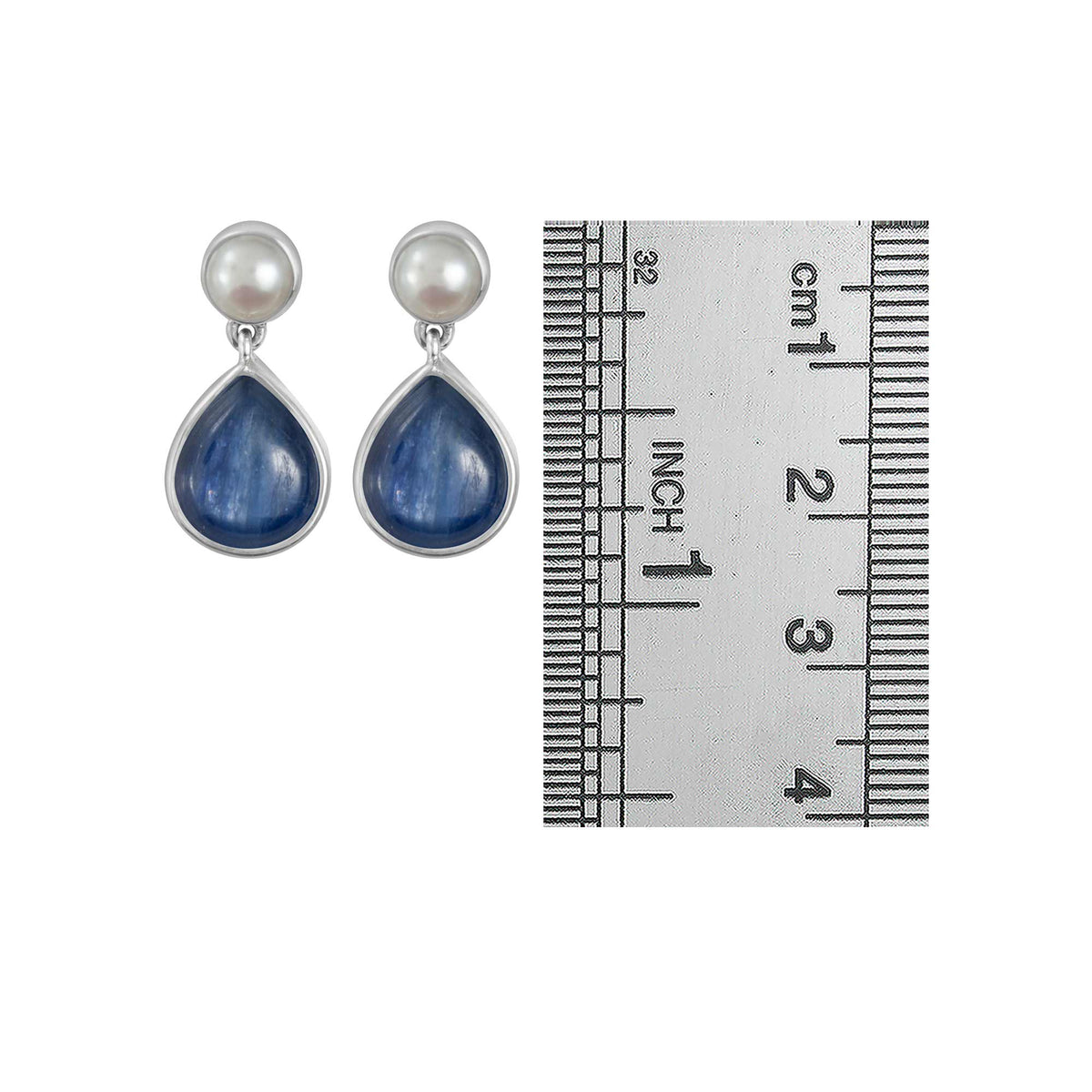 Silver Earring With Pearl And Kynite