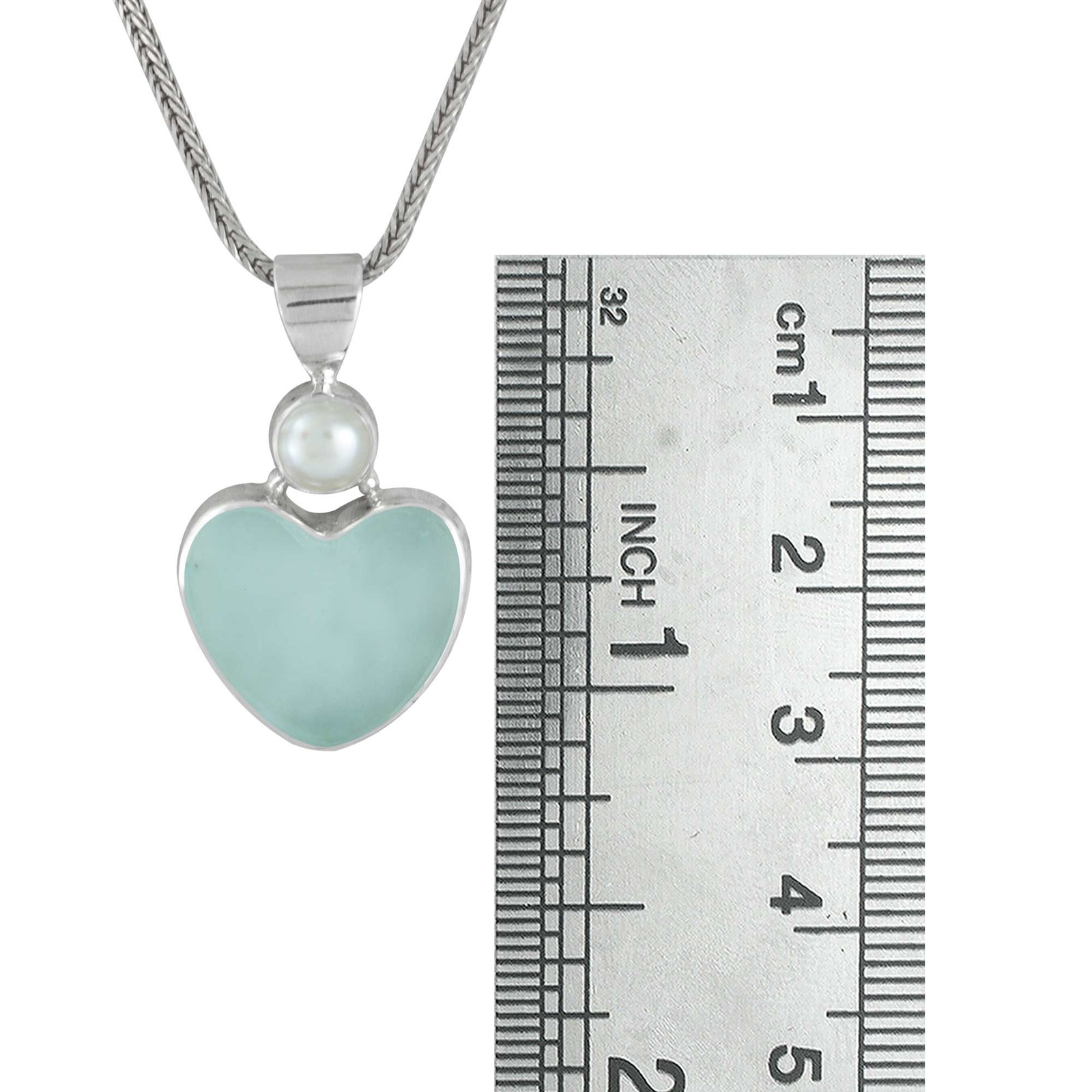 Silver Pendant With Pearl And Sea Glass