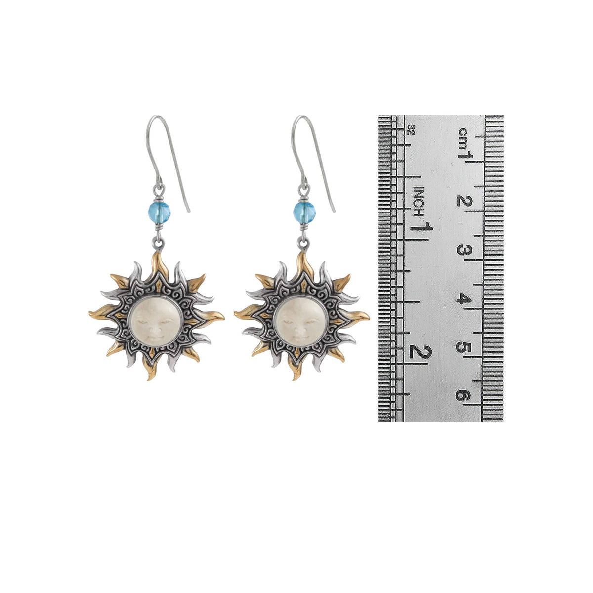 Sterling Silver Sun Collections Earring Bone Face With Pearl, Amozonite