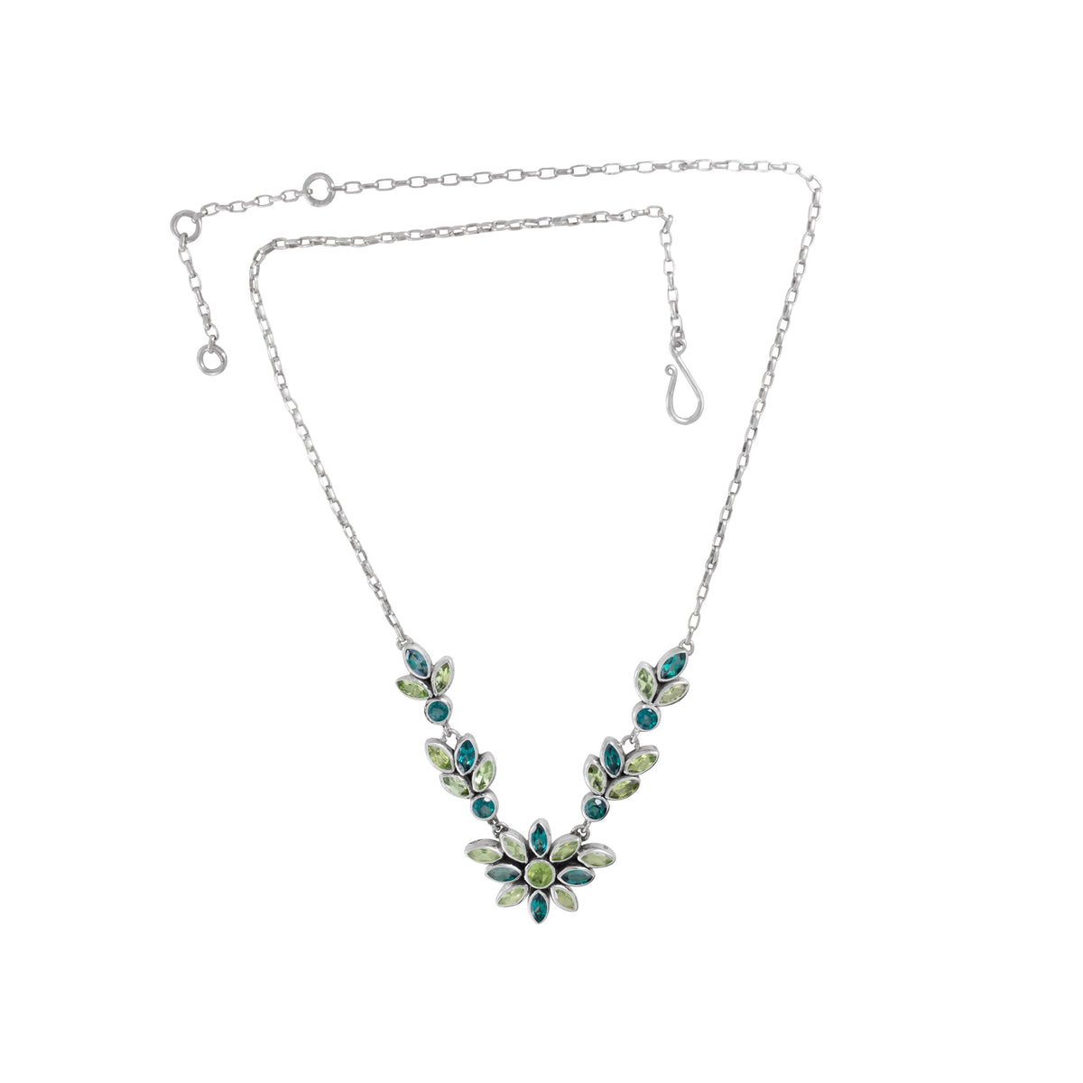 FLower Collections Necklace With Marquise And Bead Cluster
