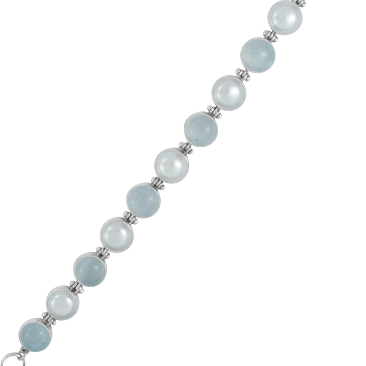 Sterling Silver Bracelet With Pearl &amp; Selenite Round