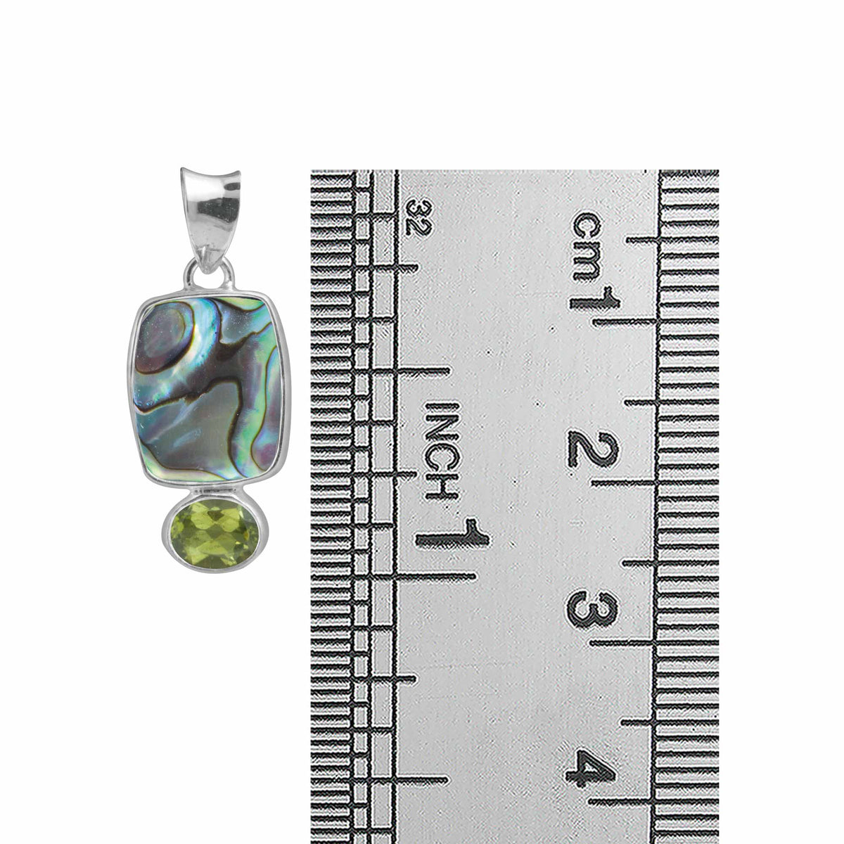Paua Shell and Peridot Classic Pendant