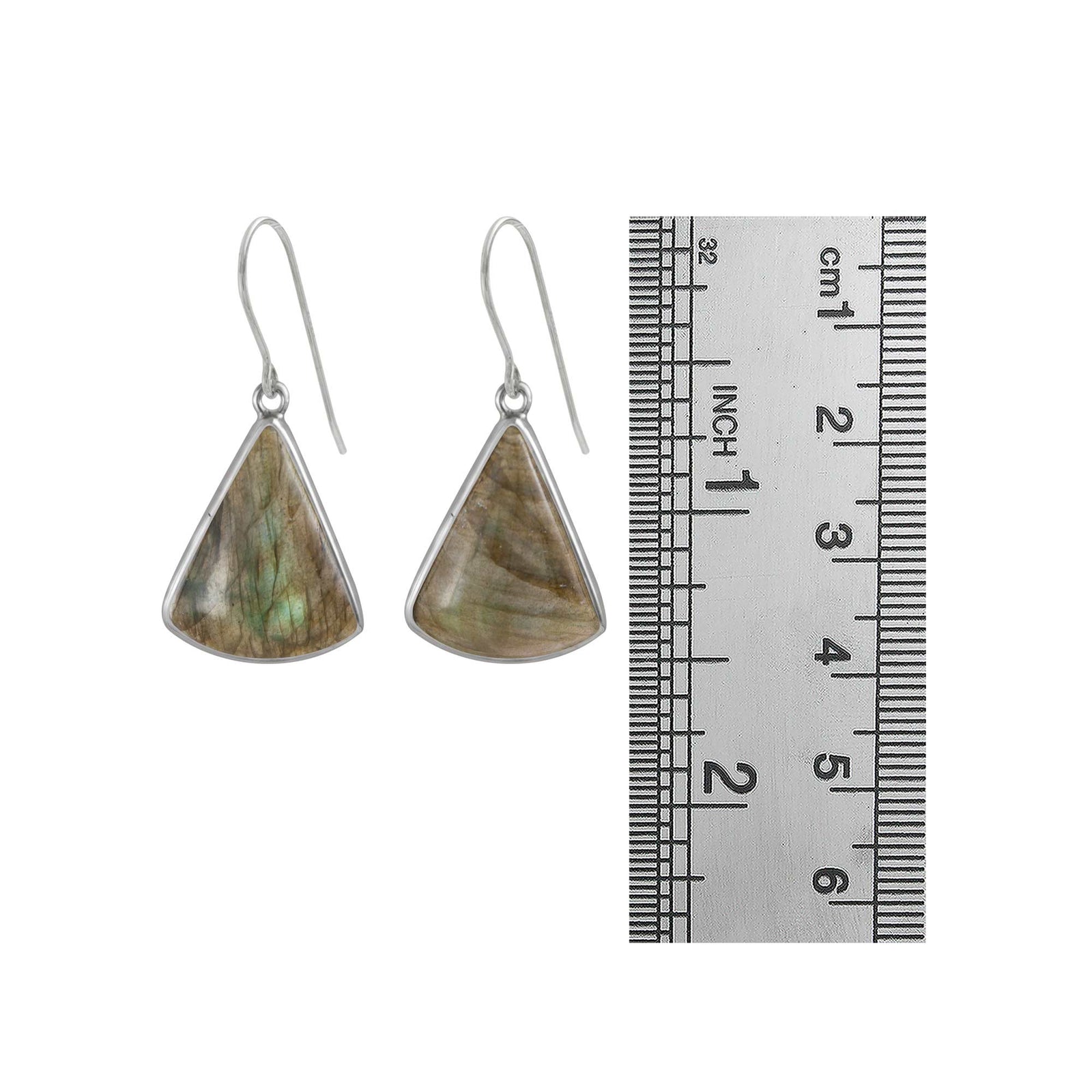 Sterling Silver Earring With  Labradorite Pie Slice