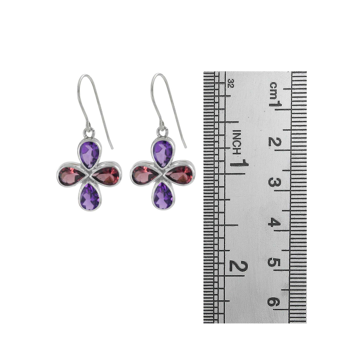 Amythyst and Garnet Gemstone earrings
