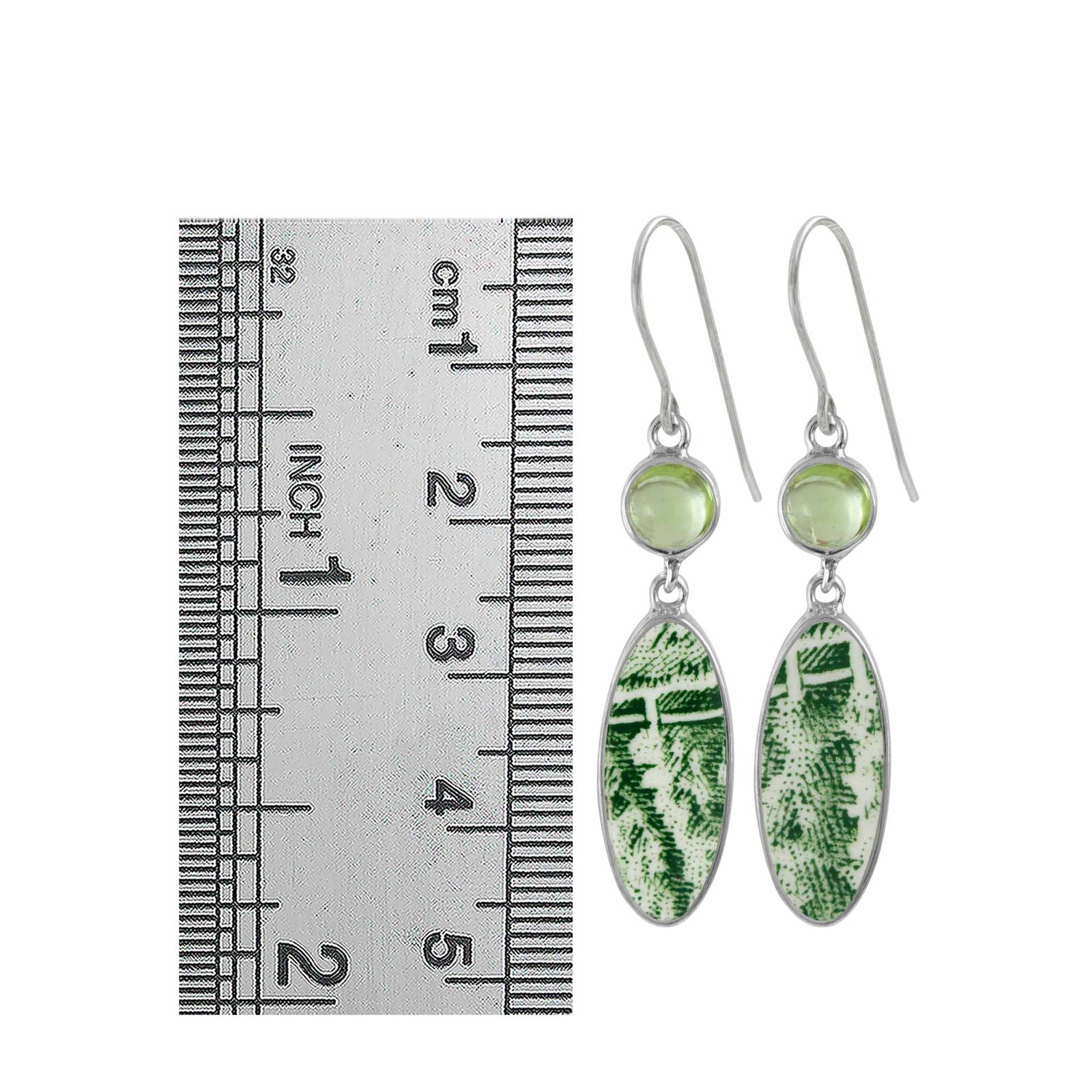 Pottery Drop Earrings with Gem stones