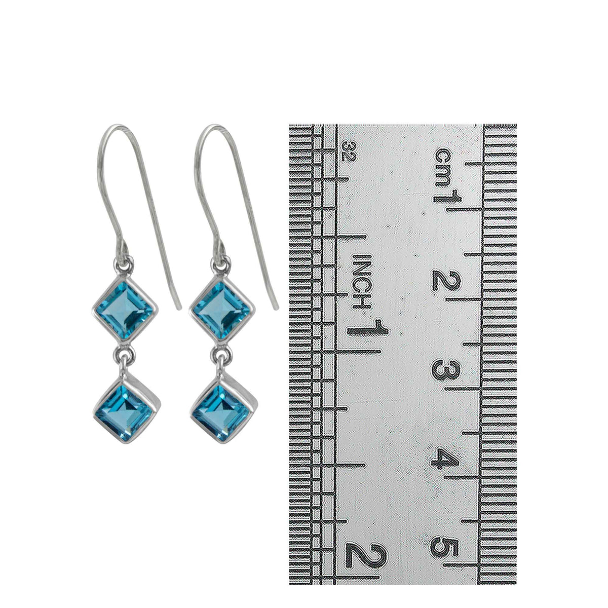 Silver Earring With Blue Topaz