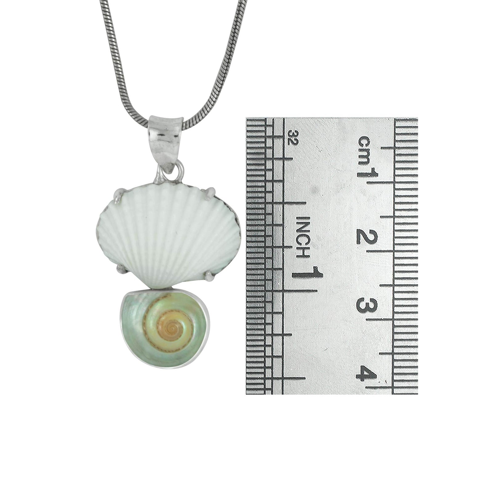 Sterling Silver Pendant With Shell White Ark And Shell Malabar Turbos