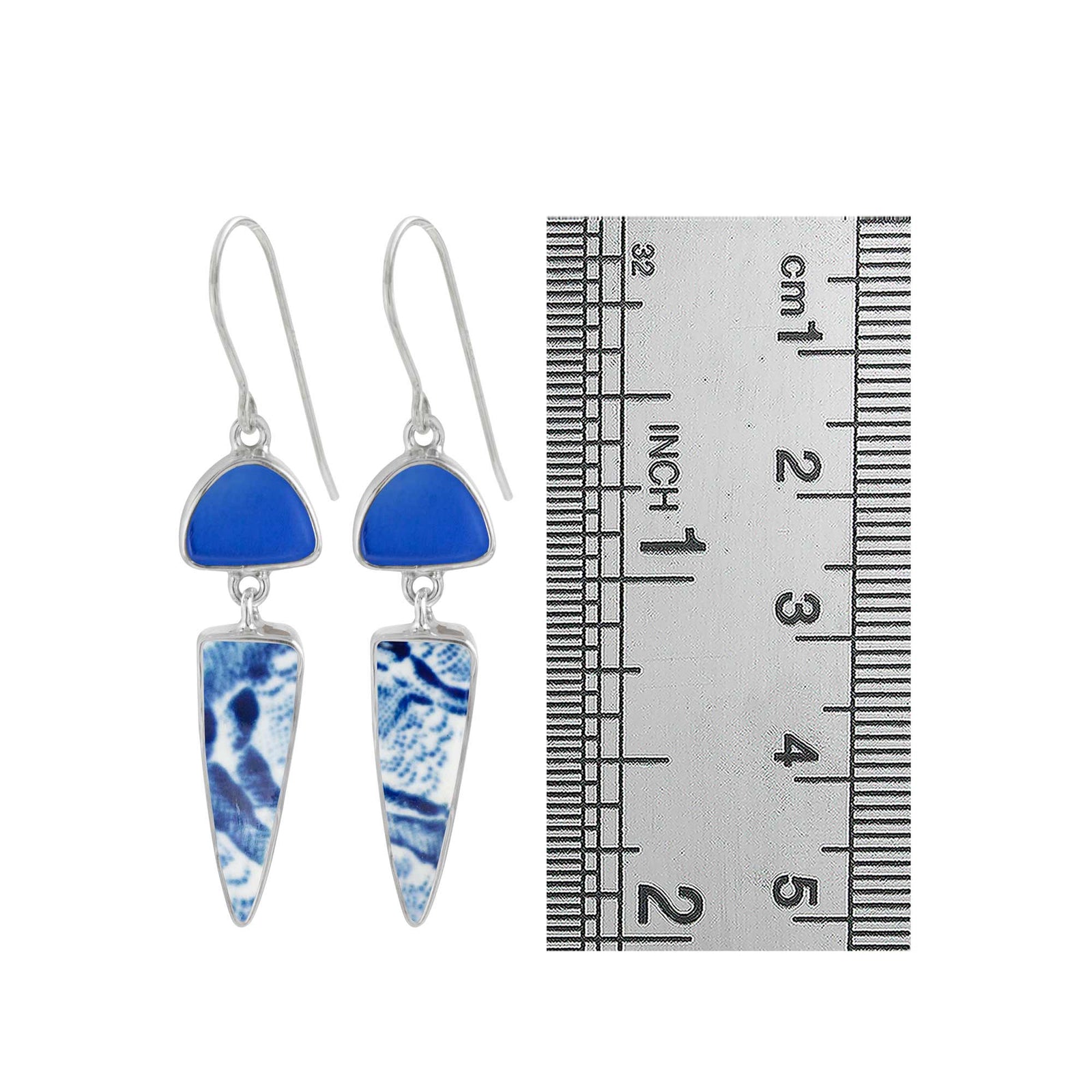 Sea Glass and Vintage Pottery Earring
