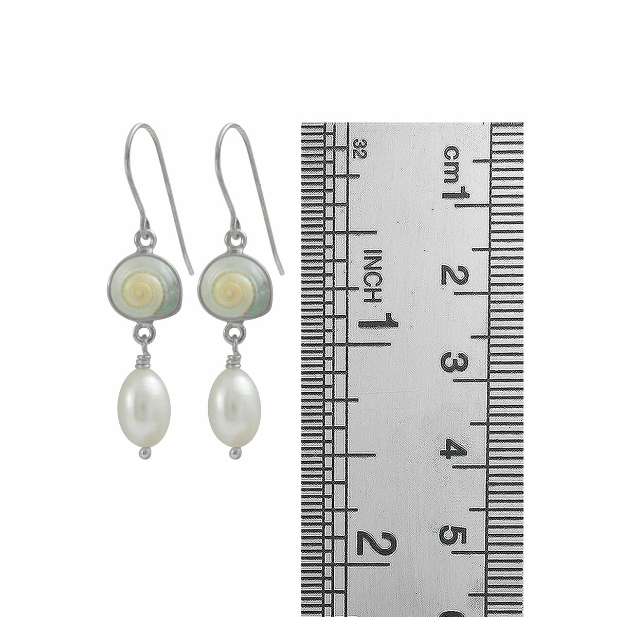 Sterling Silver Earring With Shell Malabar Turbos And Pearl