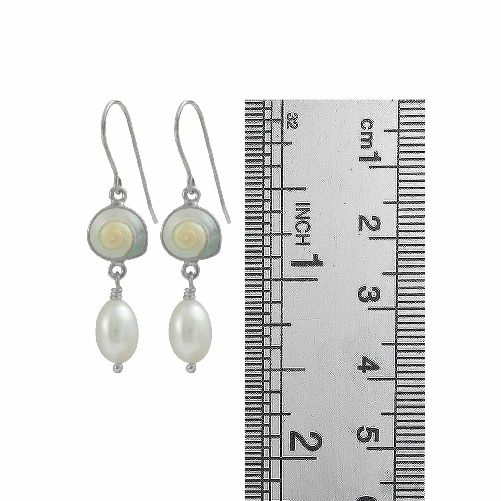 Sterling Silver Earring With Shell Malabar Turbos And Pearl