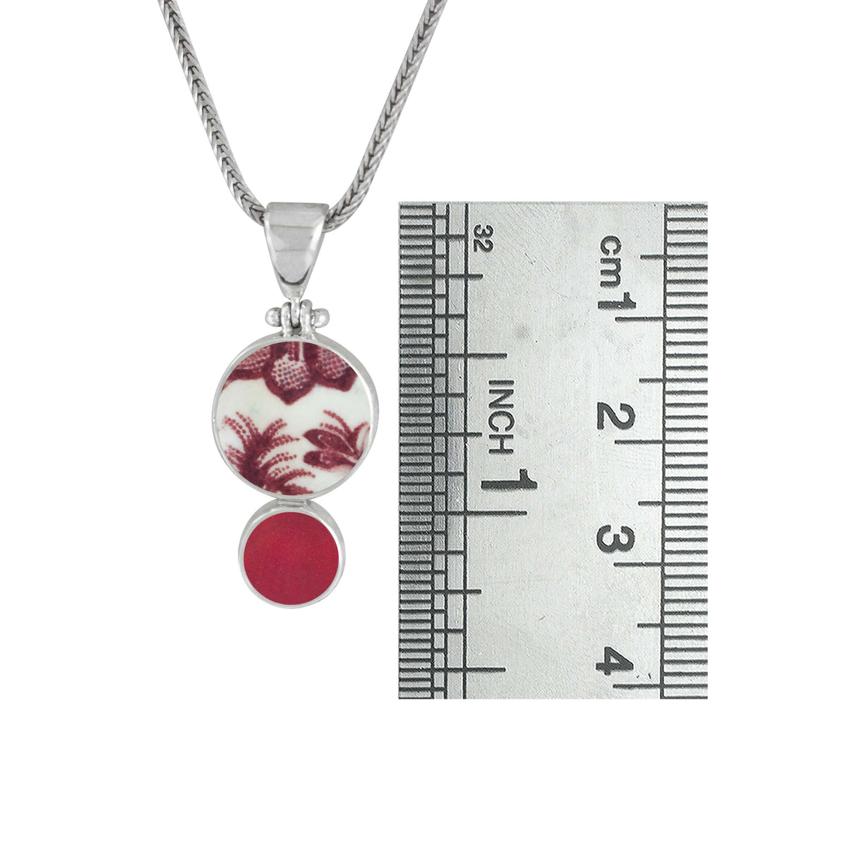 Vintage Pottery &amp; Sea Glass Pendant