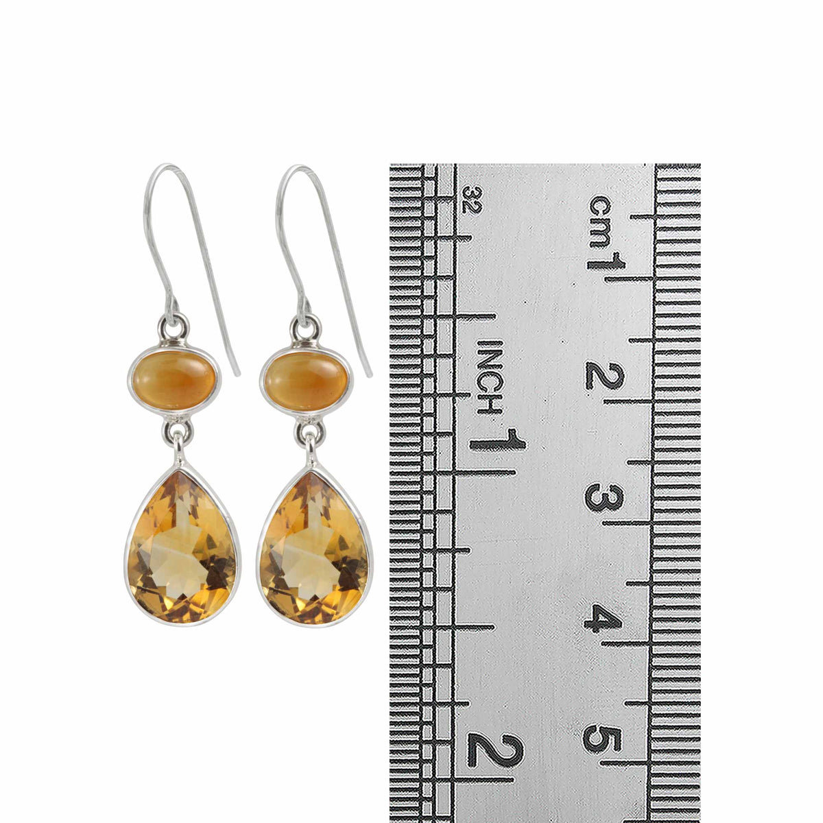 Silver Earring With Citrine