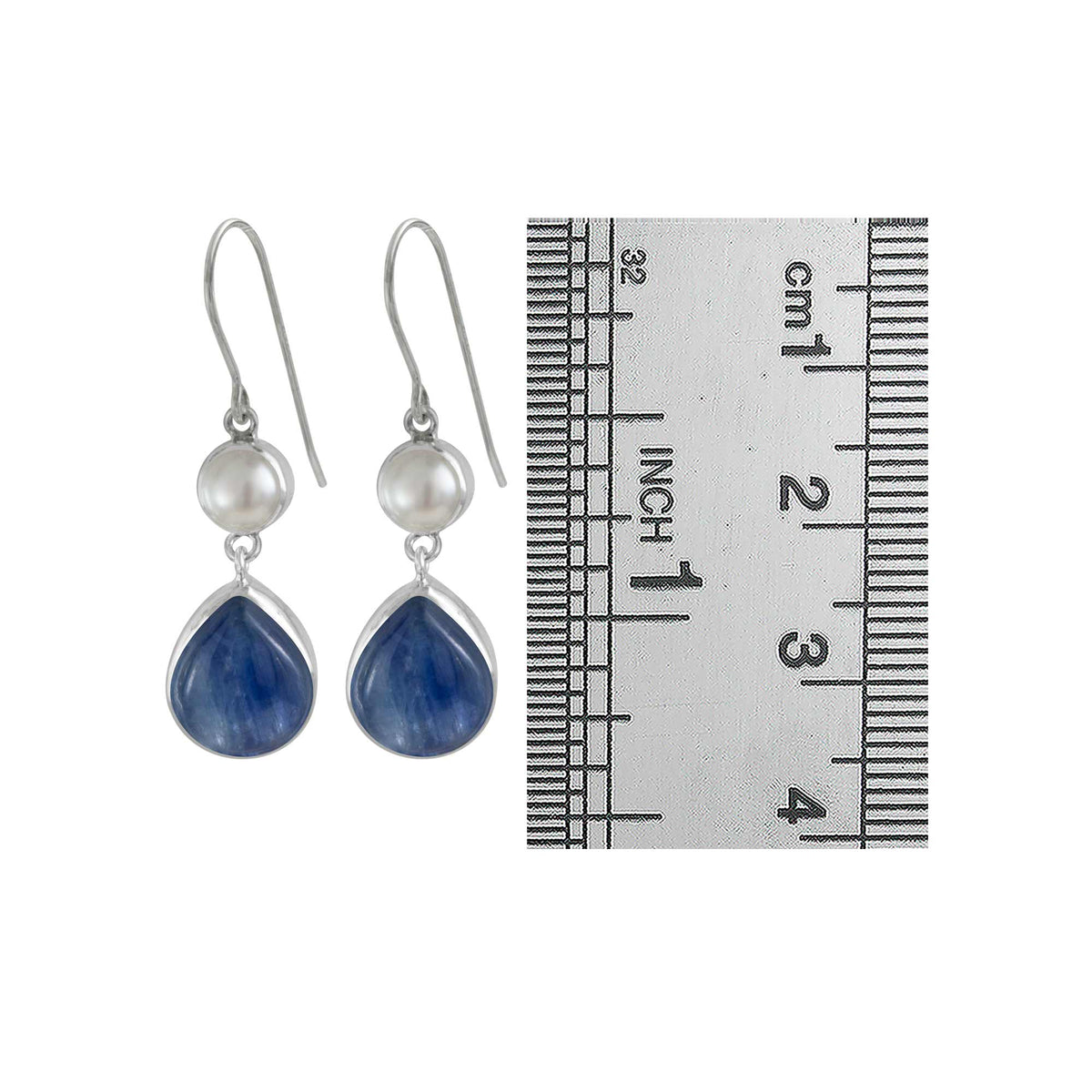 Silver Earring With Pearl And Kynite