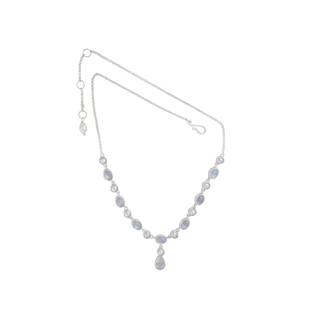 Necklace Princess Collections Oval With Round, Oval Stone Connected With Chain