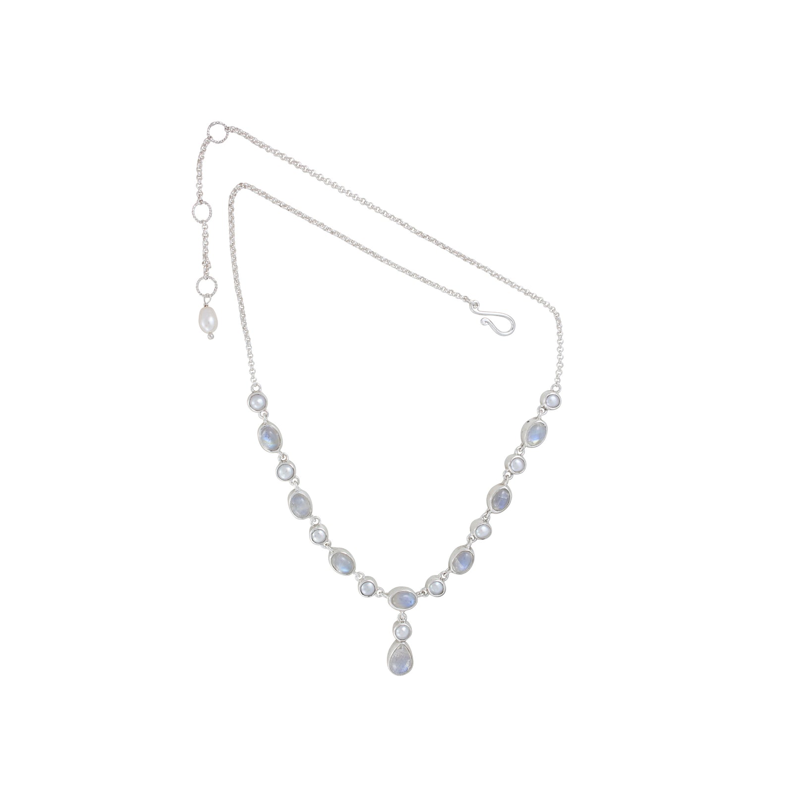 Necklace Princess Collections Oval With Round, Oval Stone Connected With Chain