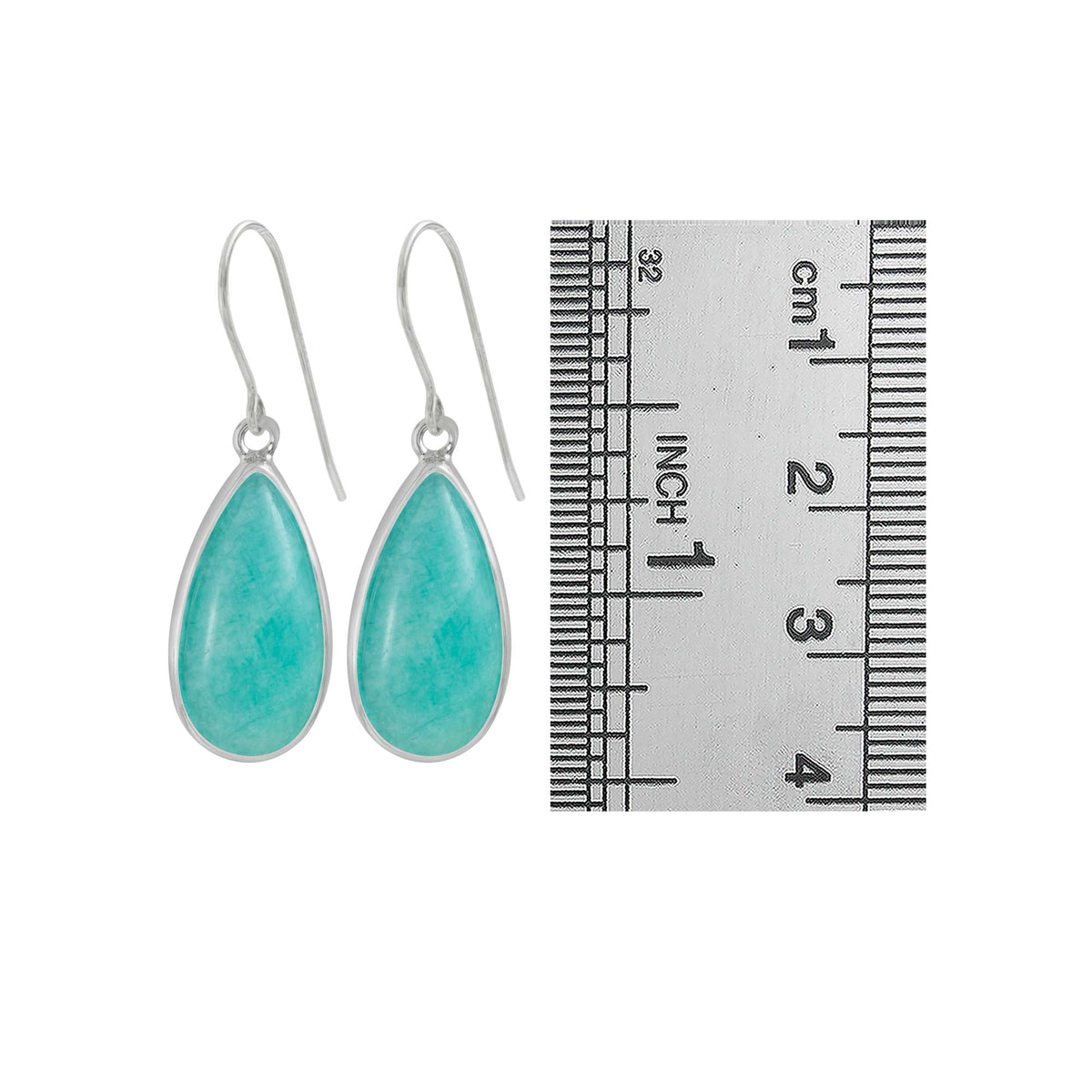 Sterling Silver Earring With Amozonite Pear