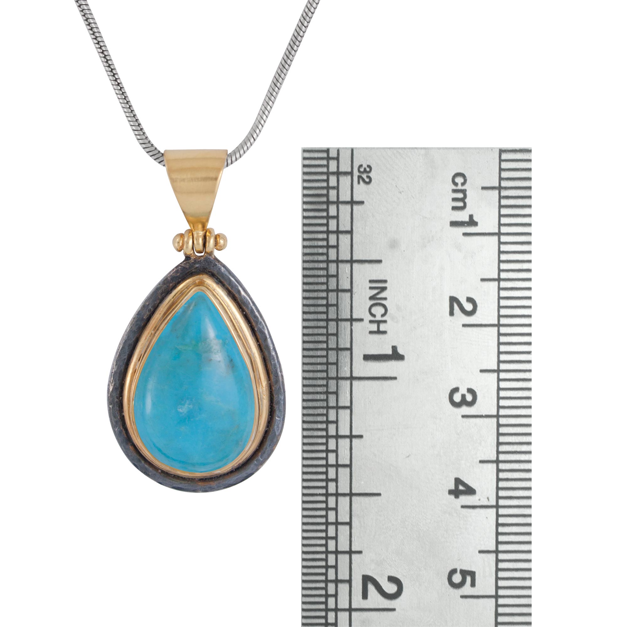 Sterling Silver Pendant Gold Dip With Turquoise Pear