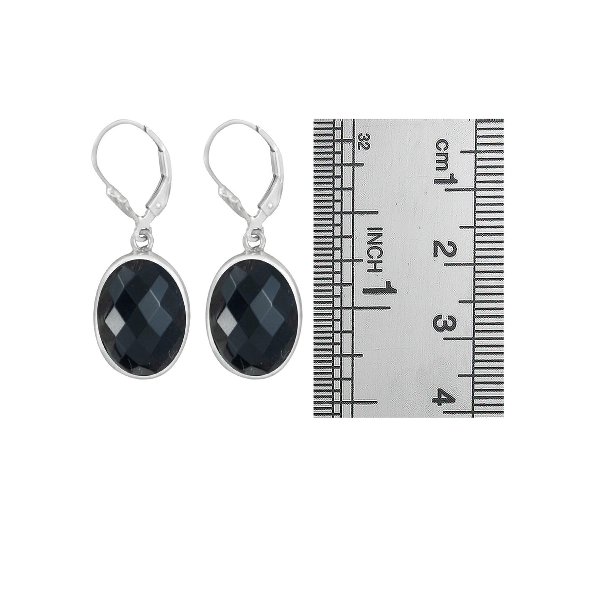 Sterling Silver Earring With Onyx Stone
