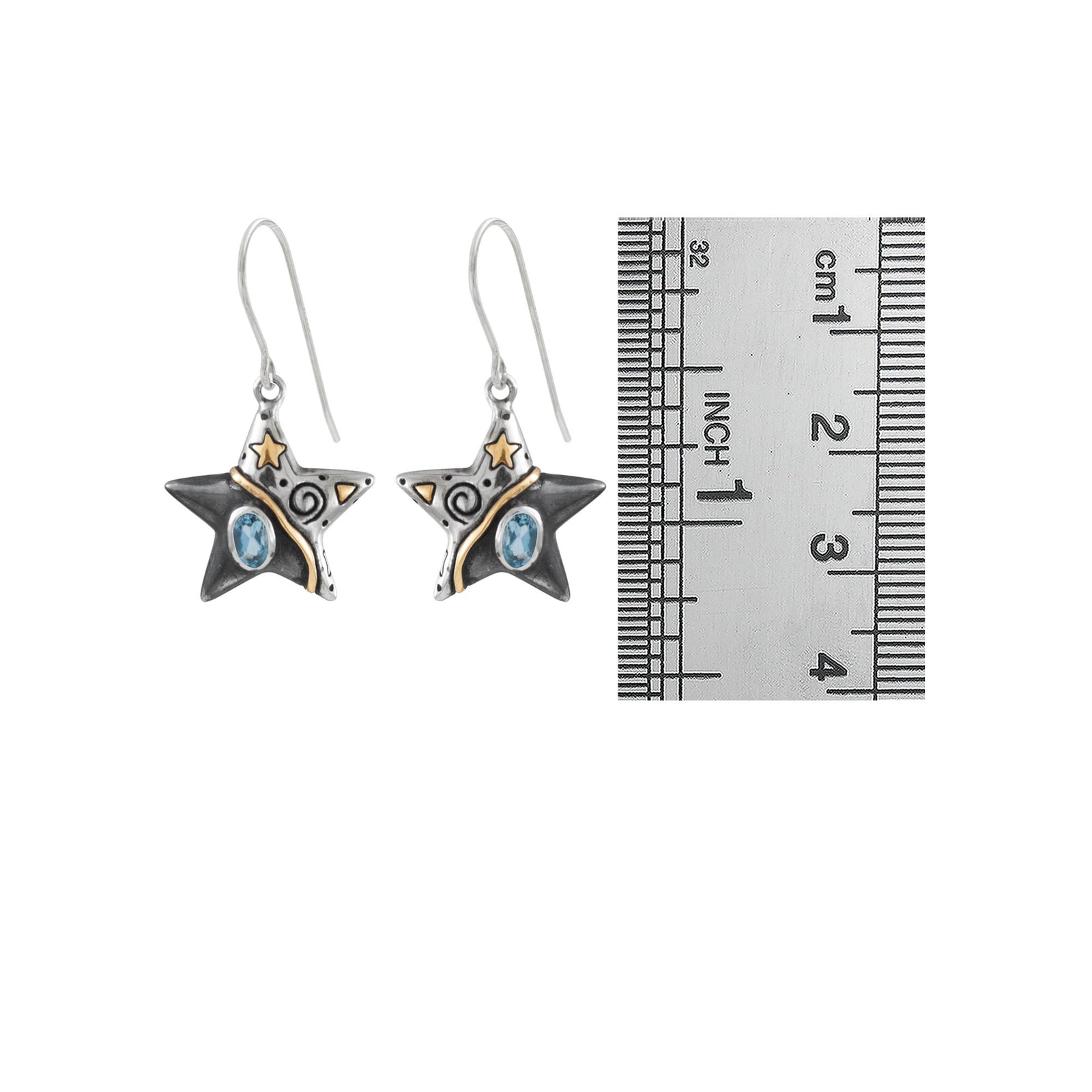 Silver Star Earrings with gemstone