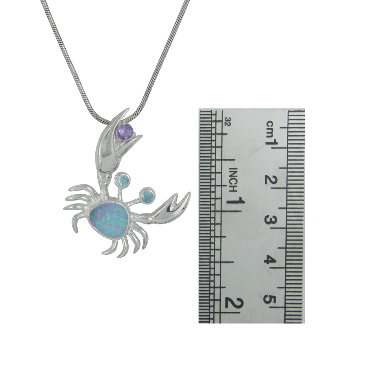 Silver Pendant Crab Component With Amethyst, Blue Topaz, Opal Free Form