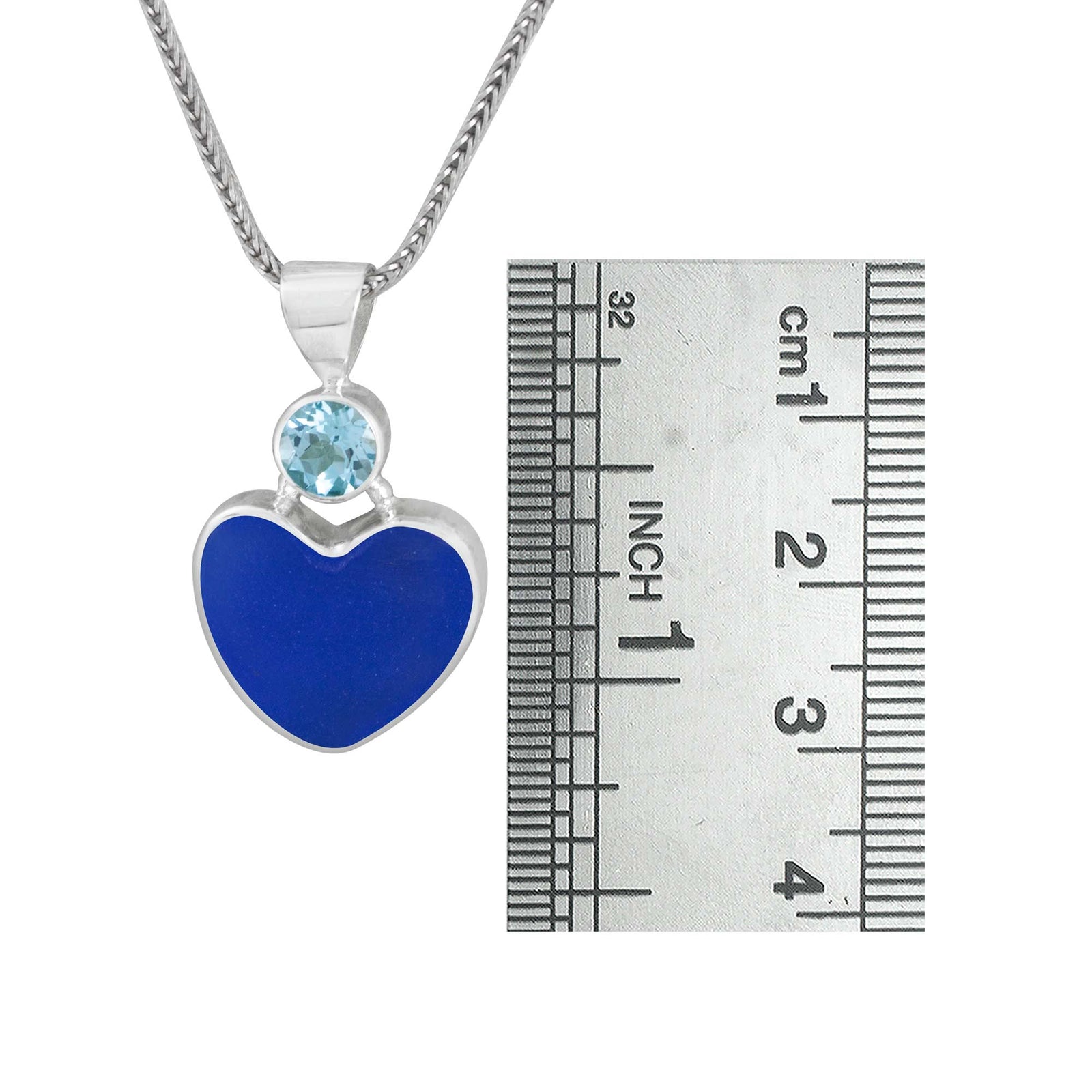 Sterling Silver Pendant With Blue Topaz And Sea Glass