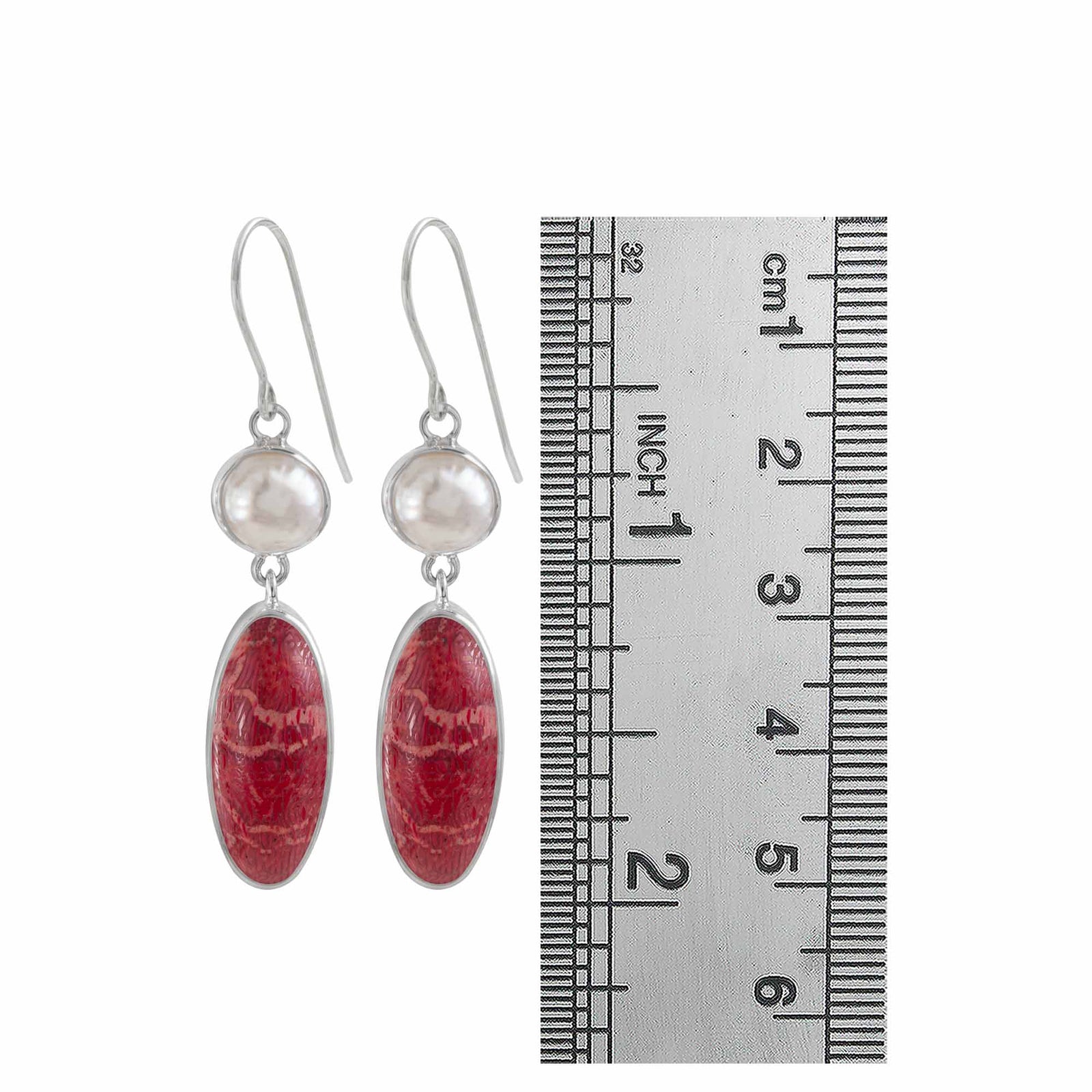 Simple Summer Elegance Pearl and Coral Drop Earrings