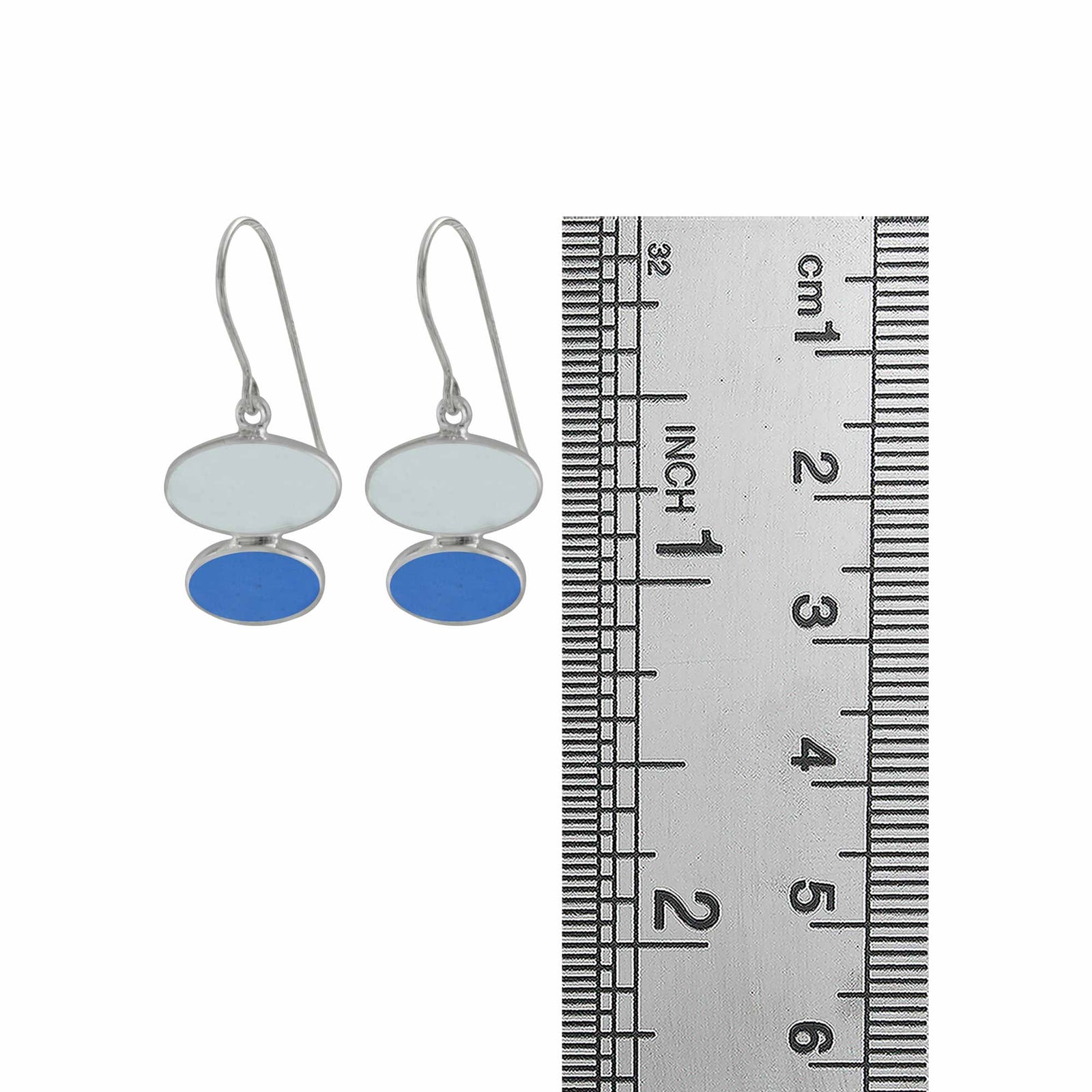 Sterling Silver Earring With Sea Glass Aqua And Blue