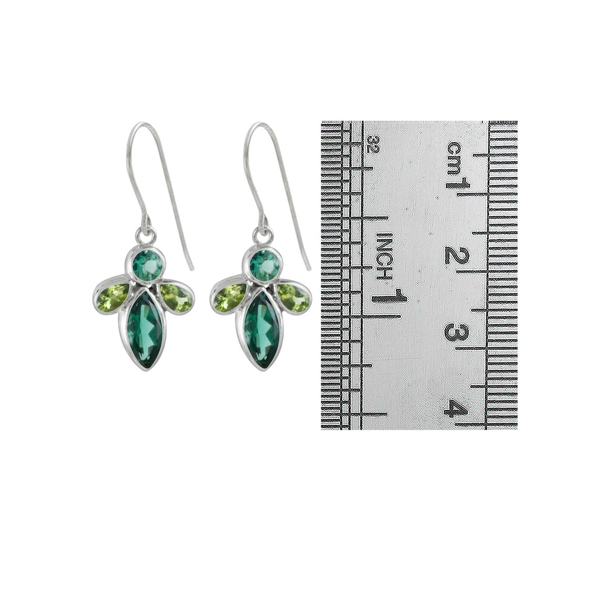 Sterling Silver Earring With Round And Marquise Stone
