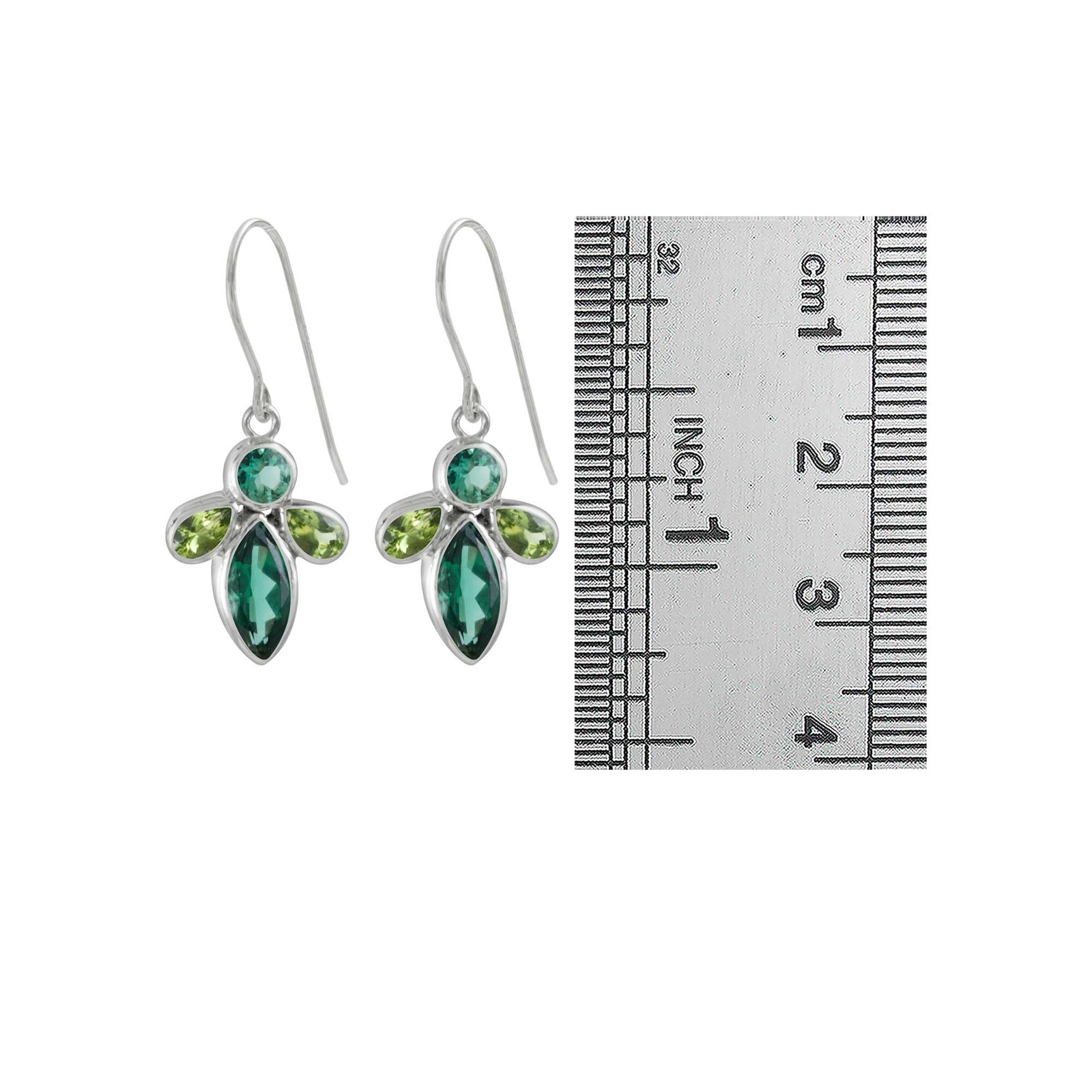 Sterling Silver Earring With Round And Marquise Stone